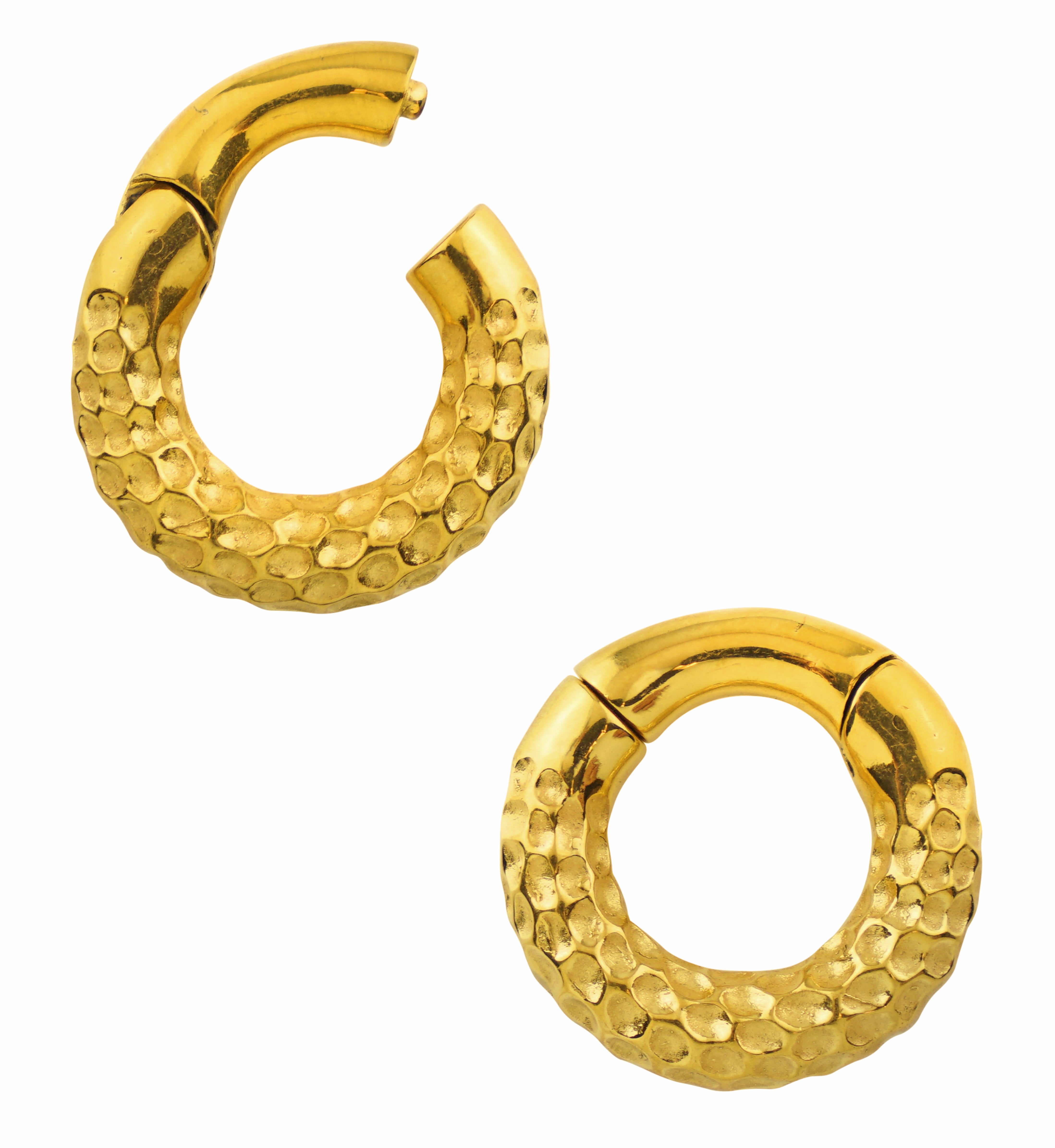 Gold PVD Hammered Hinged Ear Weights