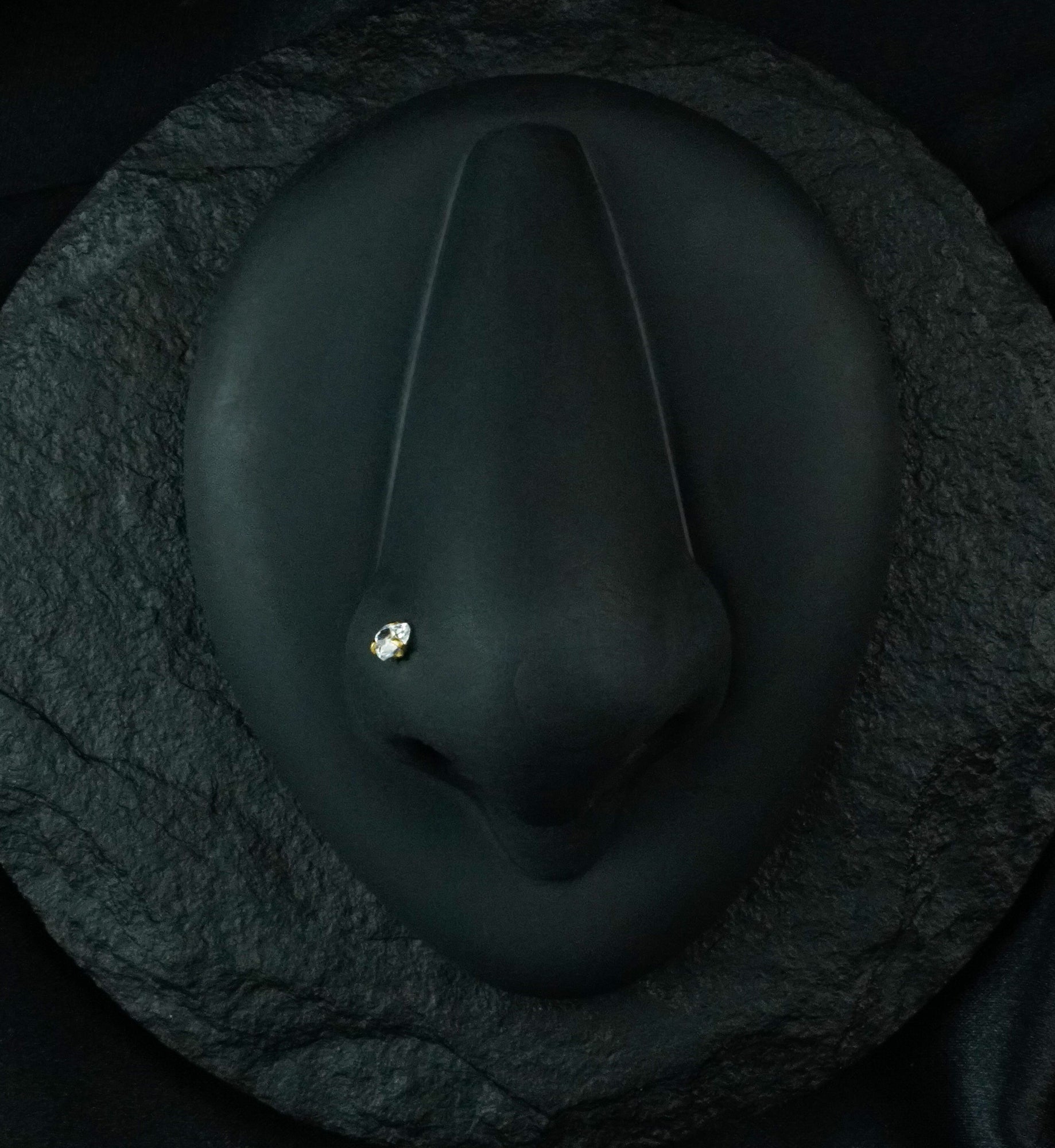 Gold PVD Heart CZ Stainless Steel Nosebone