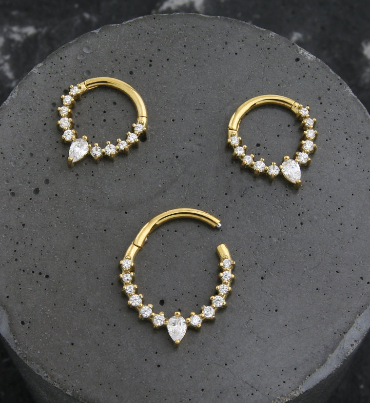 Gold PVD Icicle Stainless Steel Hinged Segment Ring