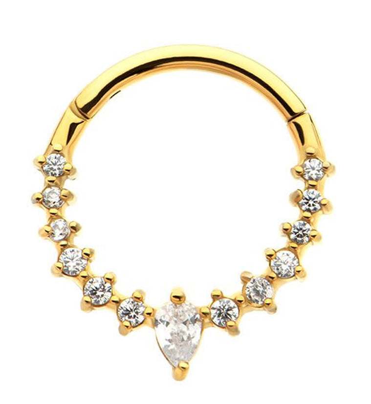 Gold PVD Icicle Stainless Steel Hinged Segment Ring