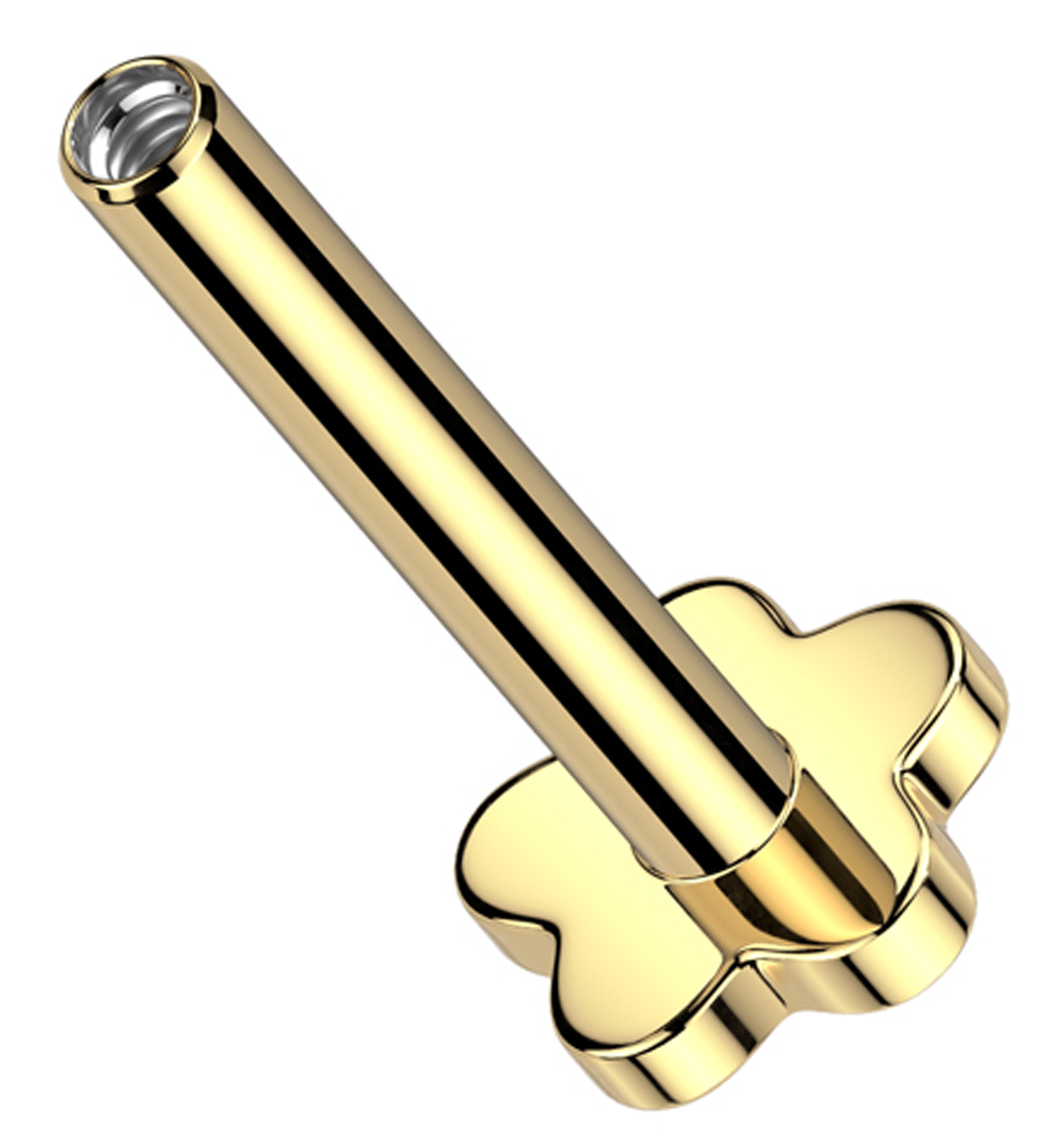 Gold PVD Internally Threaded Titanium Flower Back Labret (Post Only)