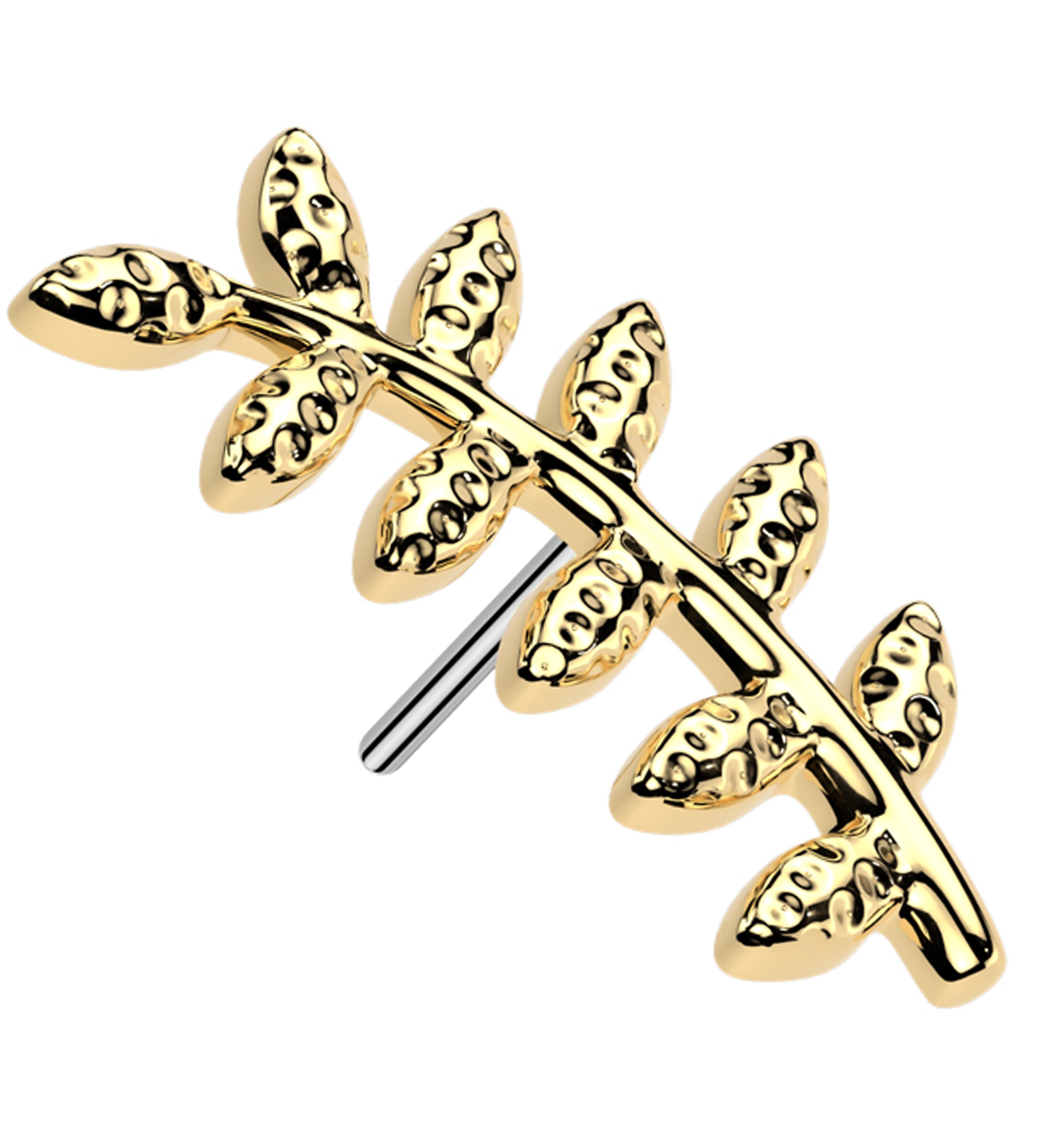 Gold PVD Long Leaf Titanium Threadless Top