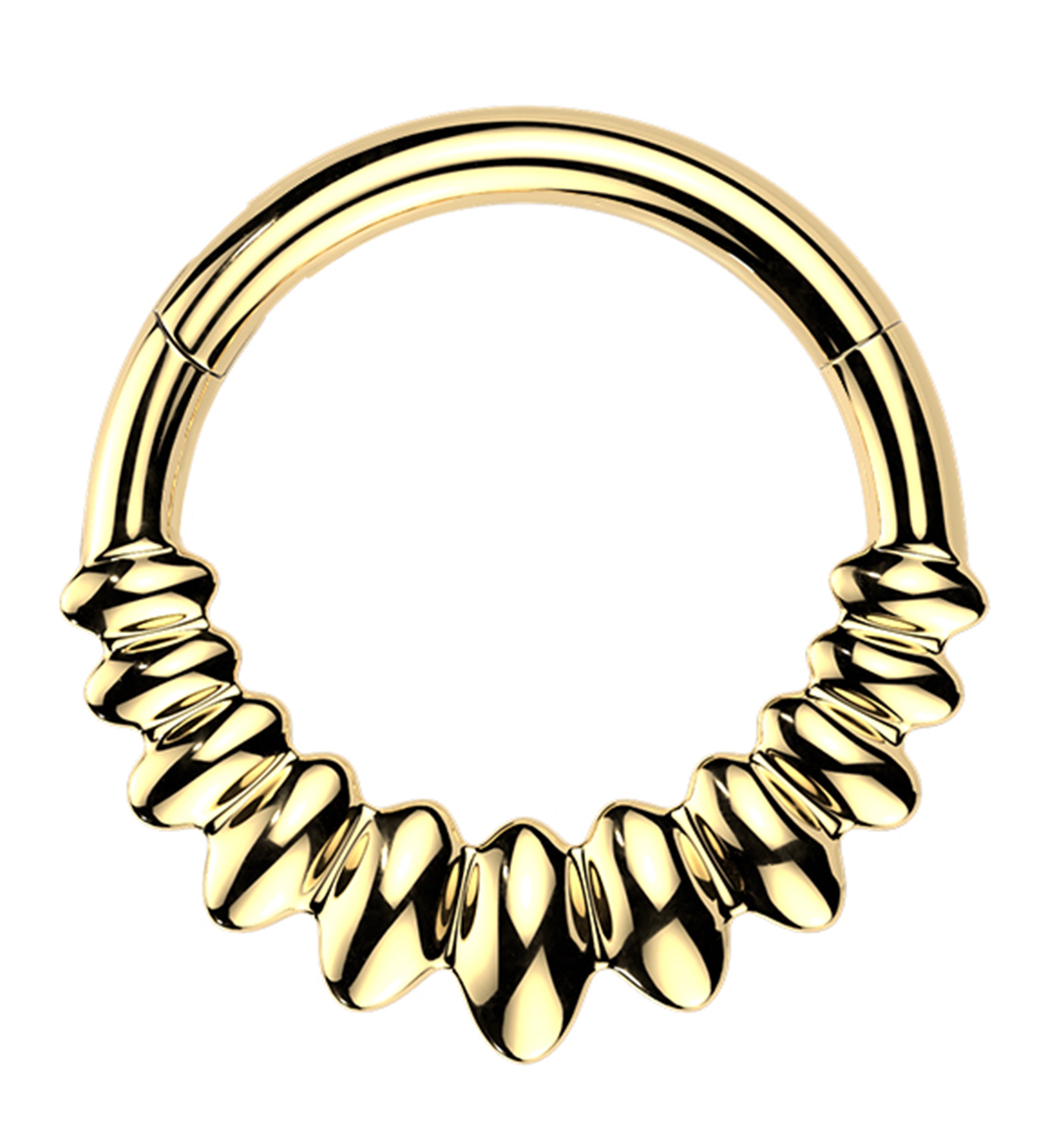 Gold PVD Marquise Beads Stainless Steel Hinged Segment Ring