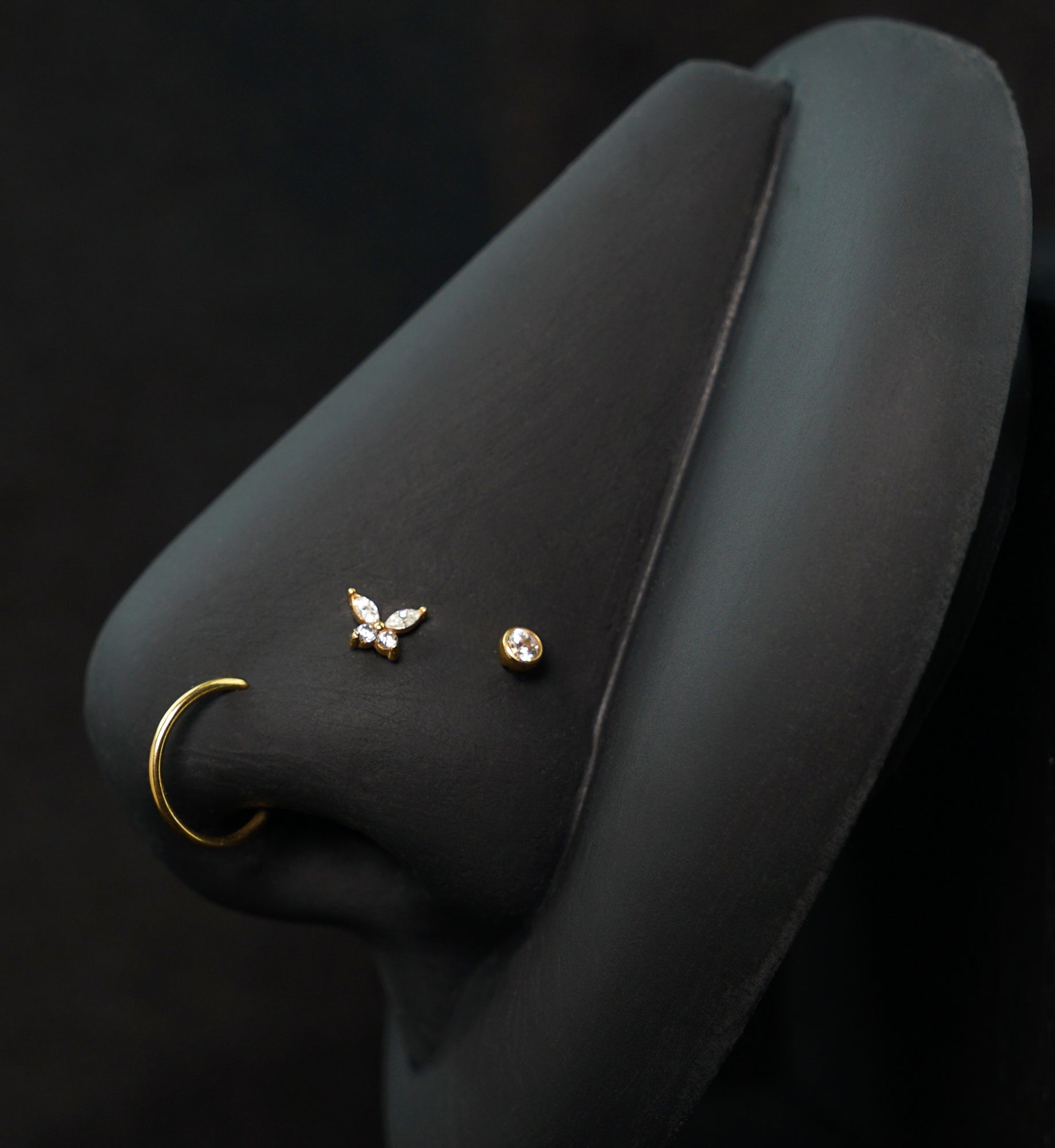 Gold PVD Meadow Clear And Pink CZ Stainless Steel L Bend/Stud/Hoop Variety Pack (6 Pack)