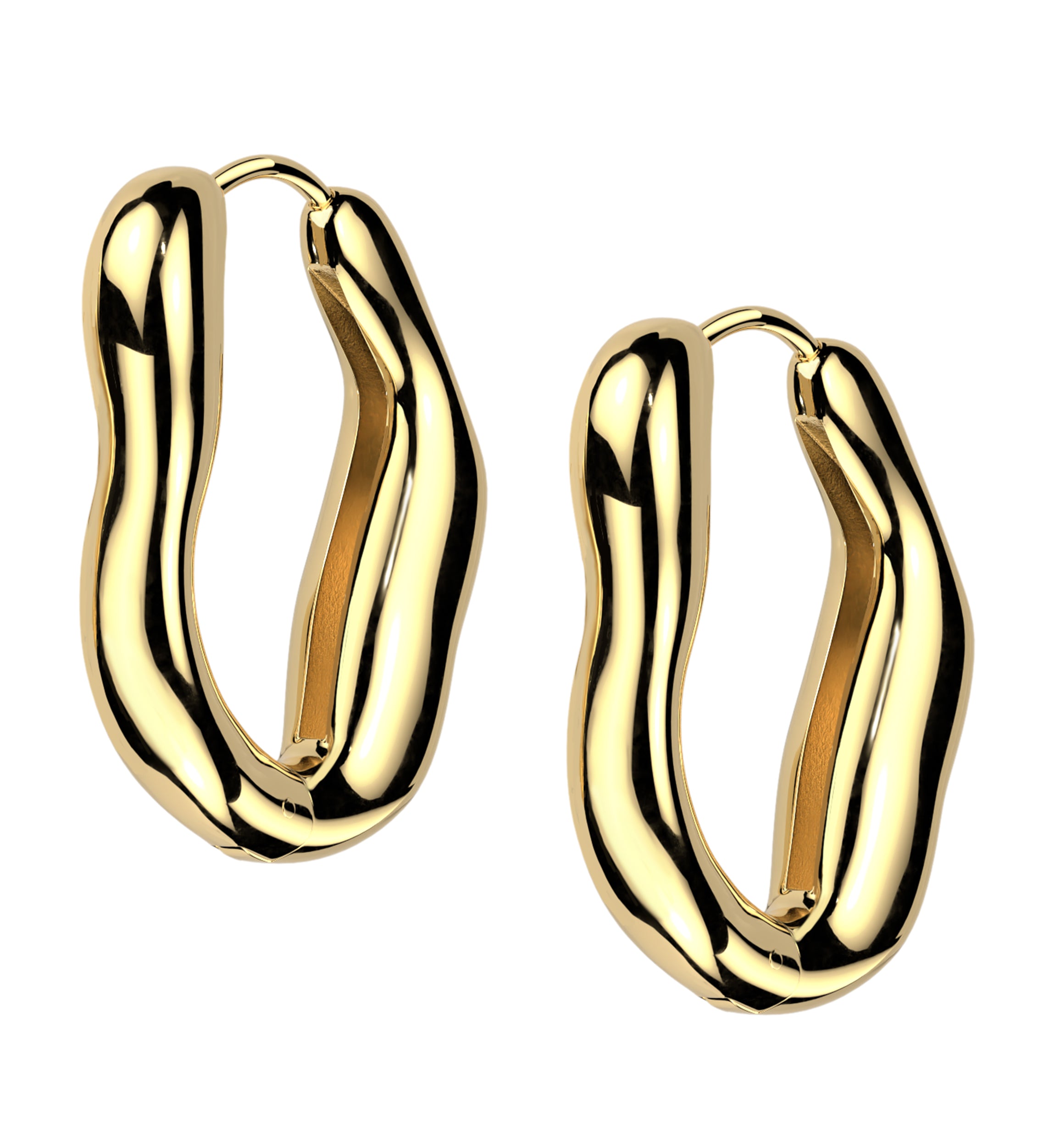 Gold PVD Melting Stainless Steel Hinged Hoop Earrings