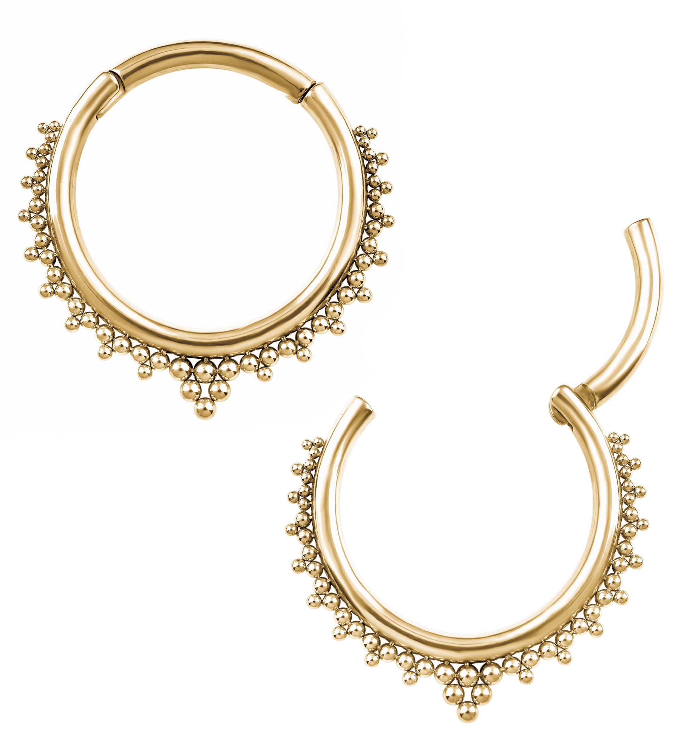 Gold PVD Multi-Bead Stainless Steel Hinged Ear Weights