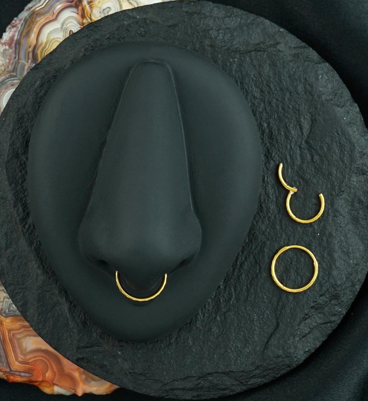 Gold PVD Plaited Edge Stainless Steel Hinged Segment Ring