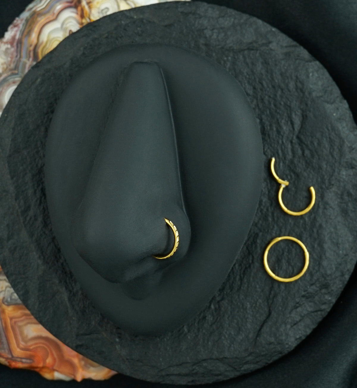 Gold PVD Plaited Edge Stainless Steel Hinged Segment Ring