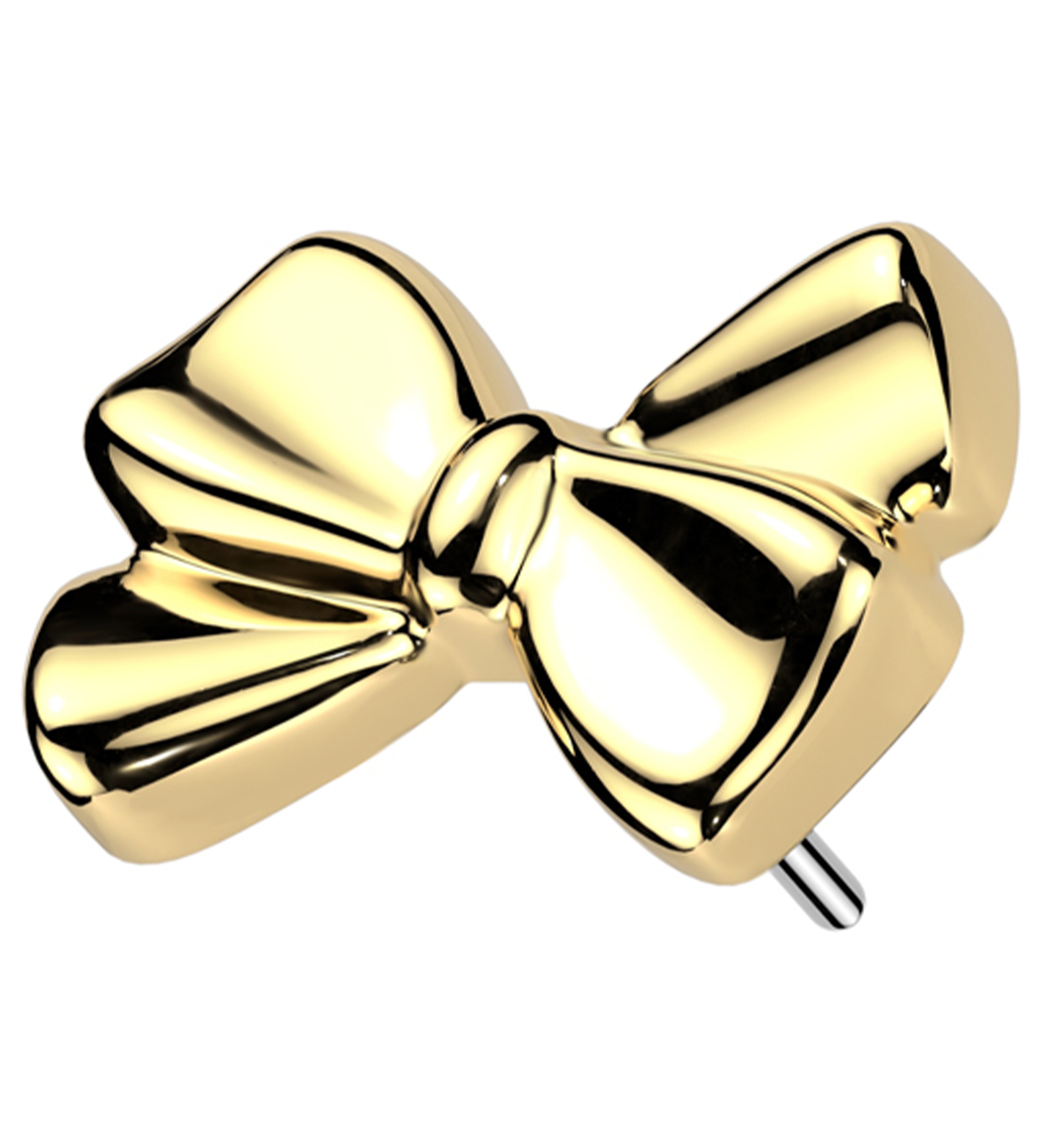 Gold PVD Ribbon Bow Threadless Titanium Top