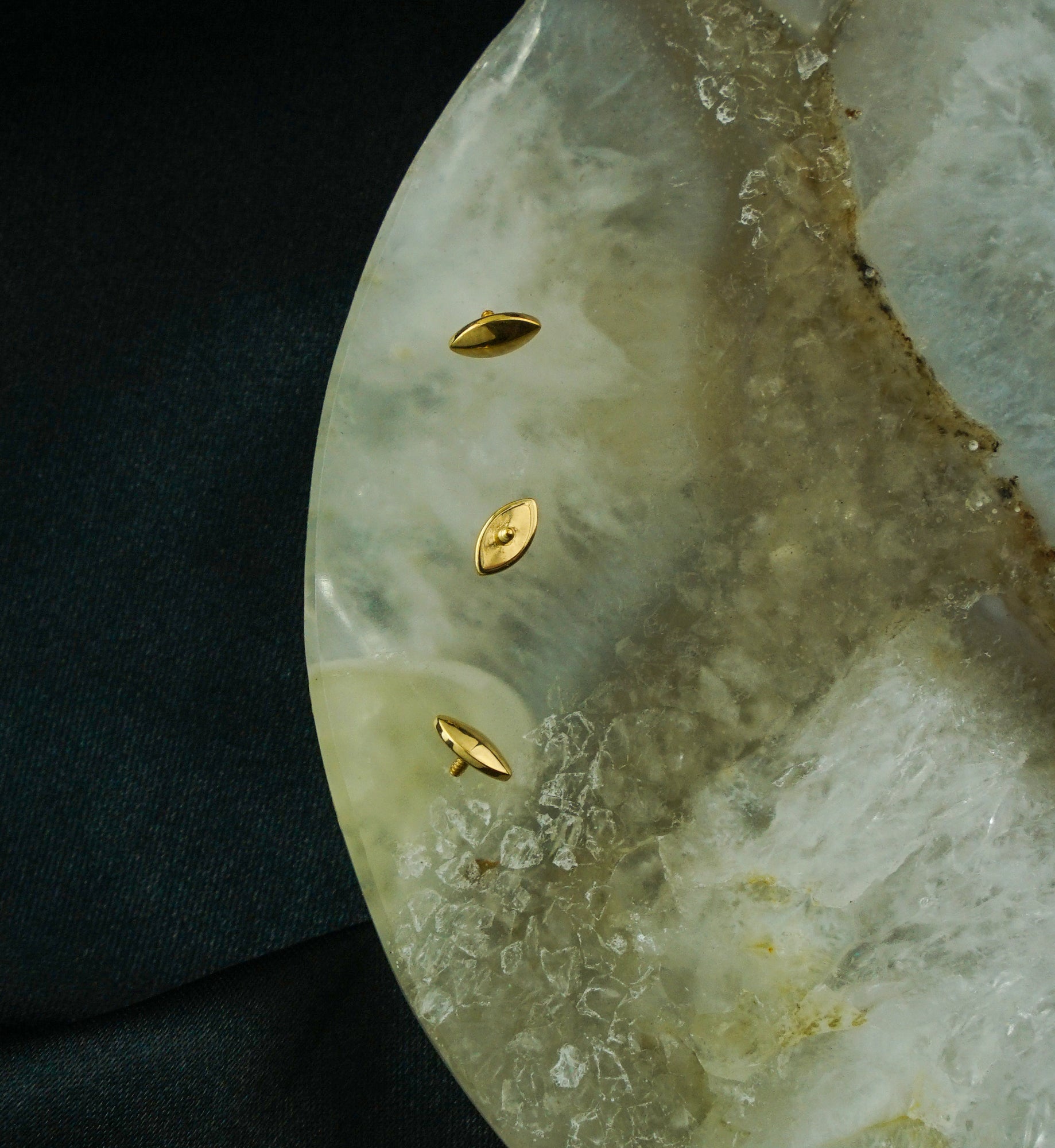 Gold PVD Rounded Marquise Titanium Internally Threaded Top