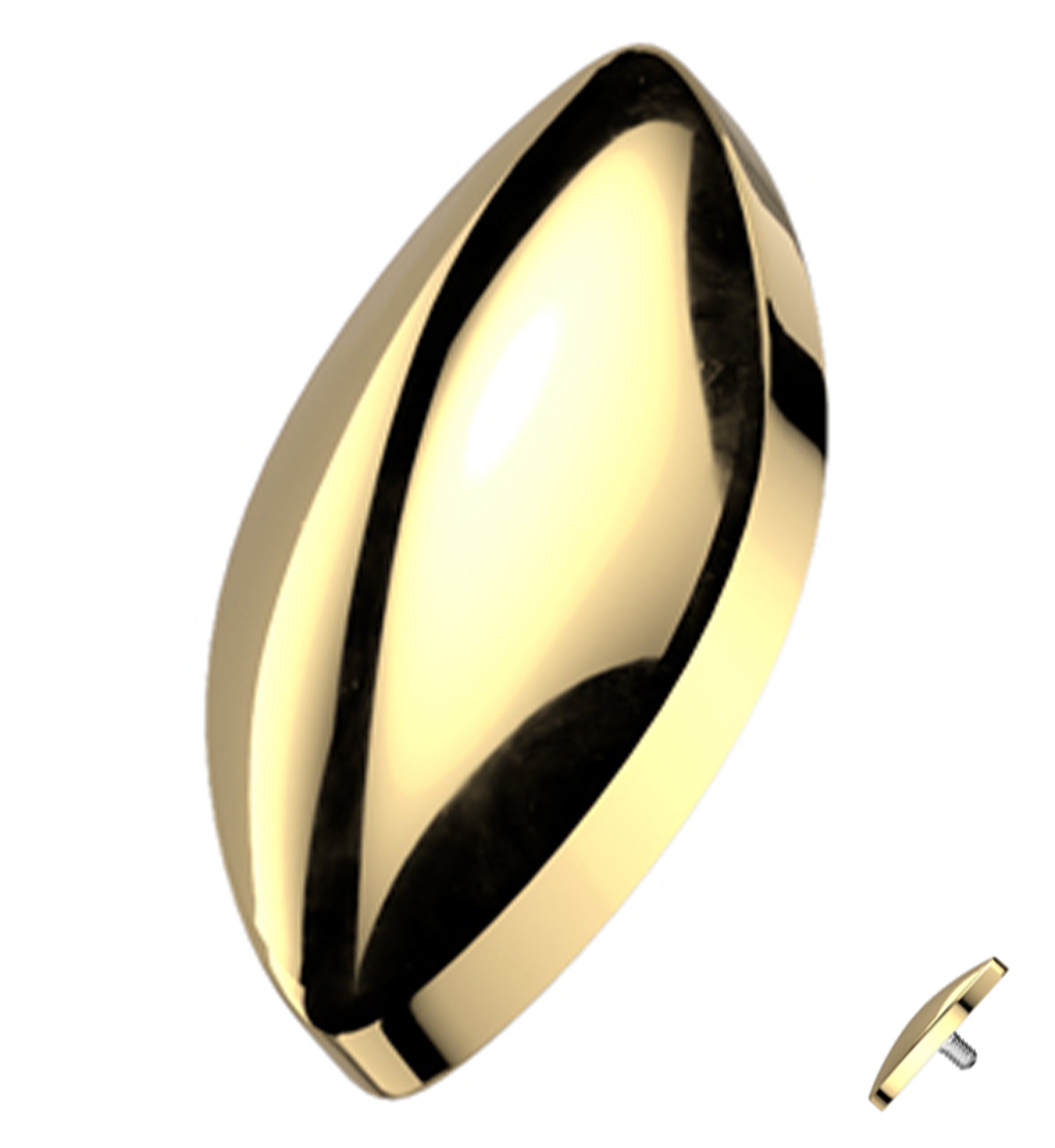 Gold PVD Rounded Marquise Titanium Internally Threaded Top