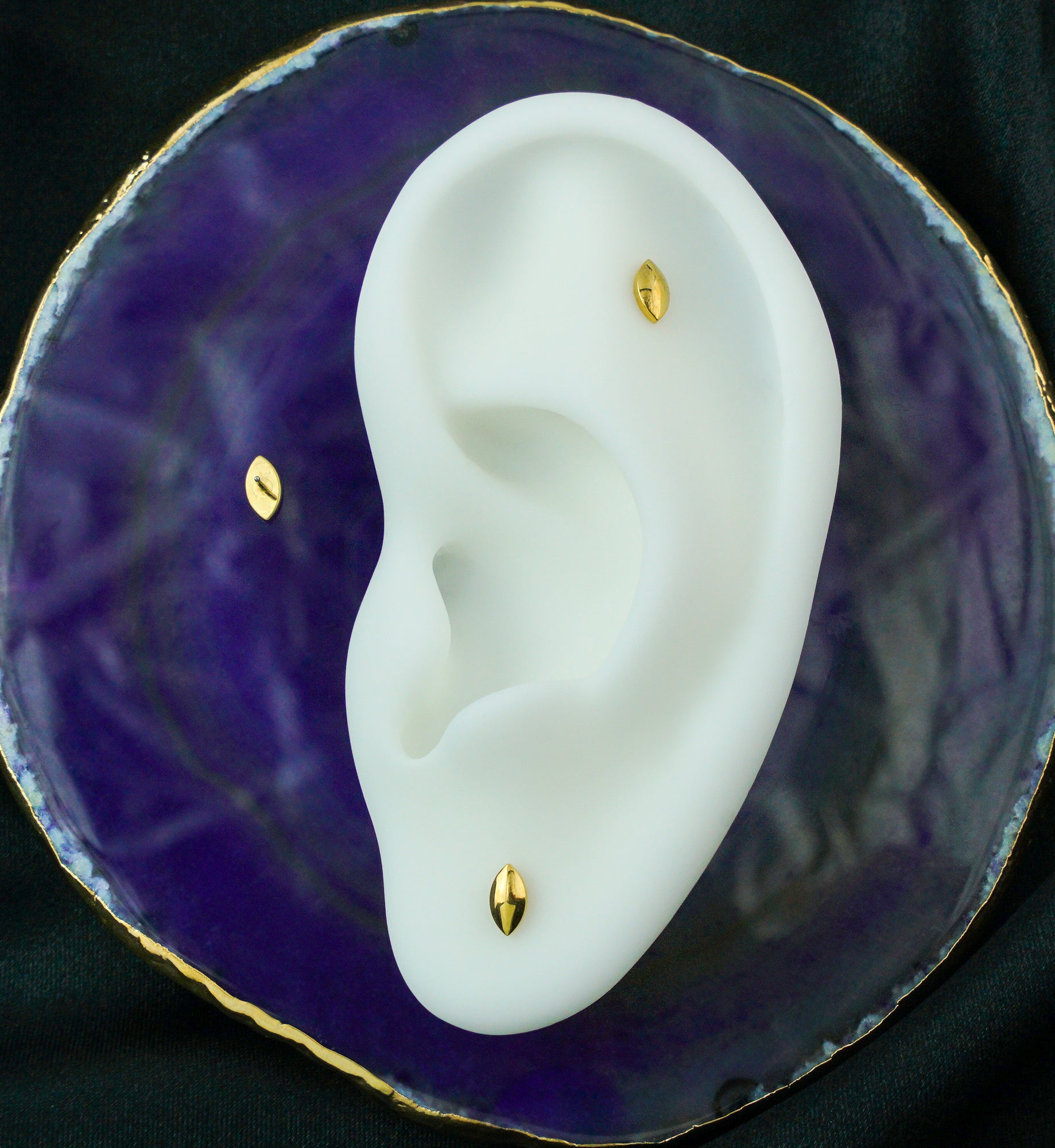 Gold PVD Rounded Marquise Titanium Threadless Top