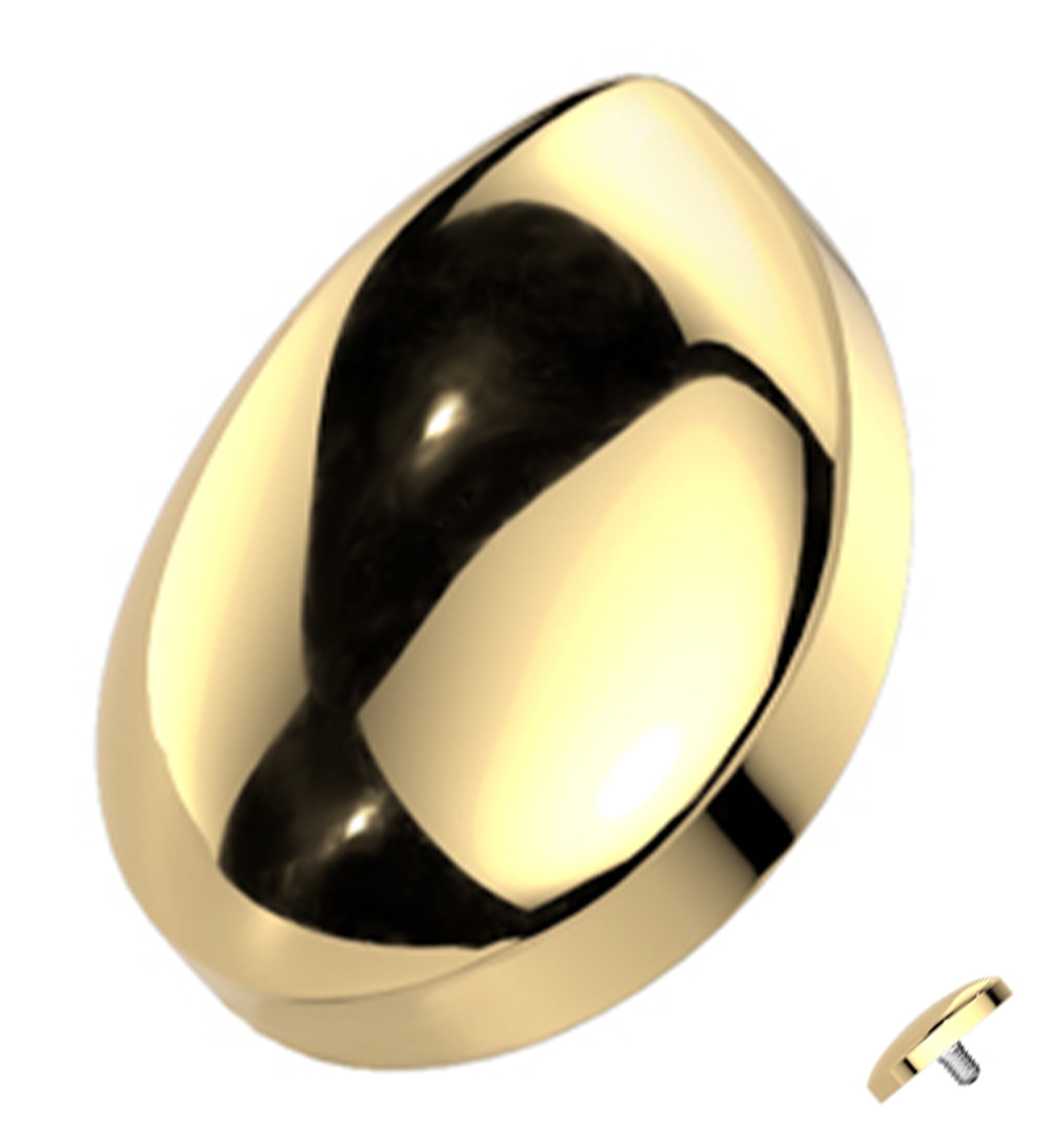 Gold PVD Rounded Teardrop Titanium Internally Threaded Top