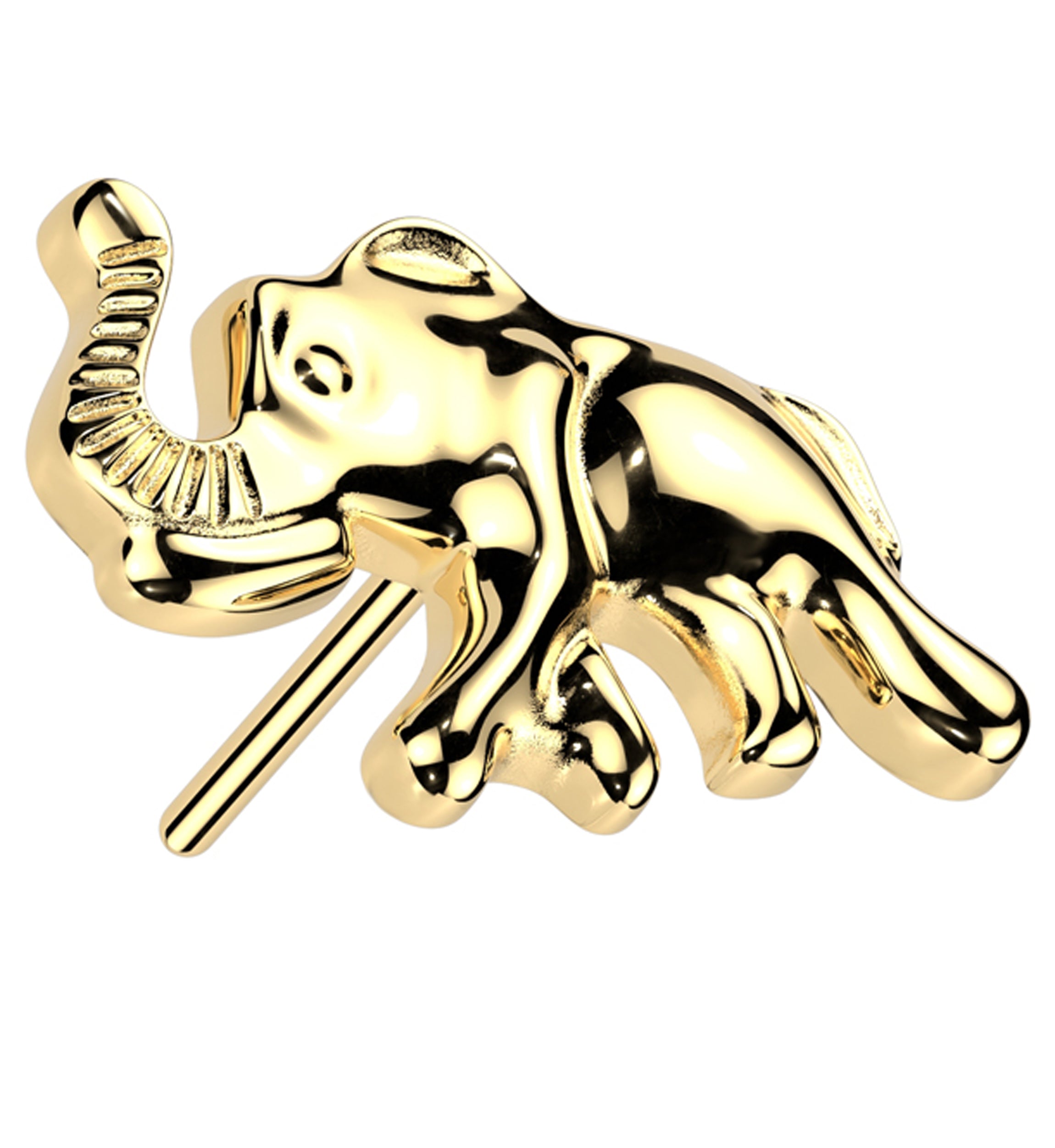 Gold PVD Running Elephant Titanium Threadless Top