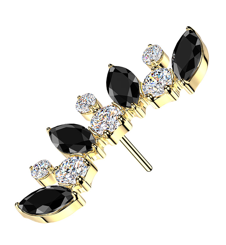 Gold PVD Signal Arch Black CZ Titanium Threadless Top