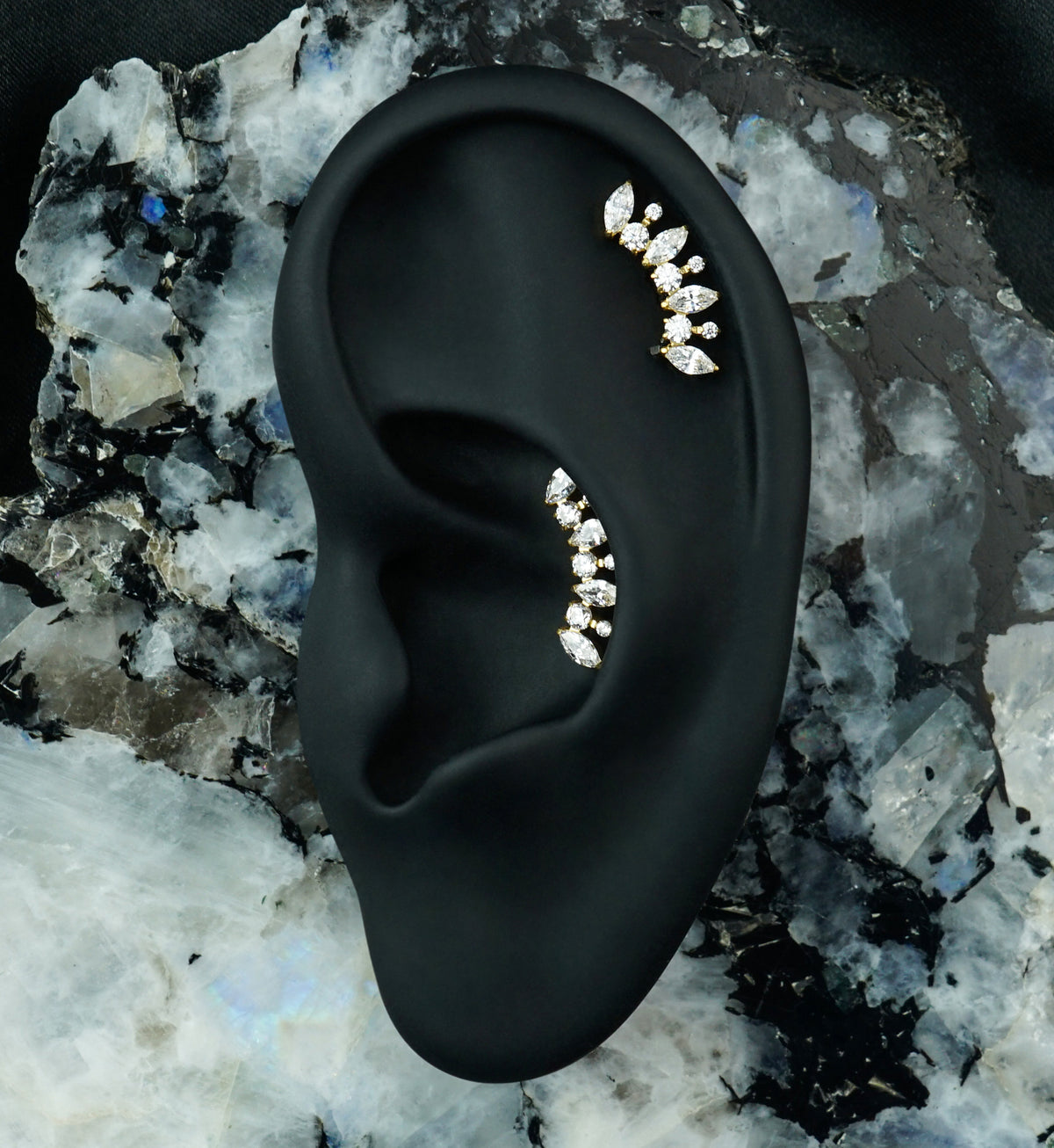 Gold PVD Signal Arch Clear CZ Titanium Threadless Top
