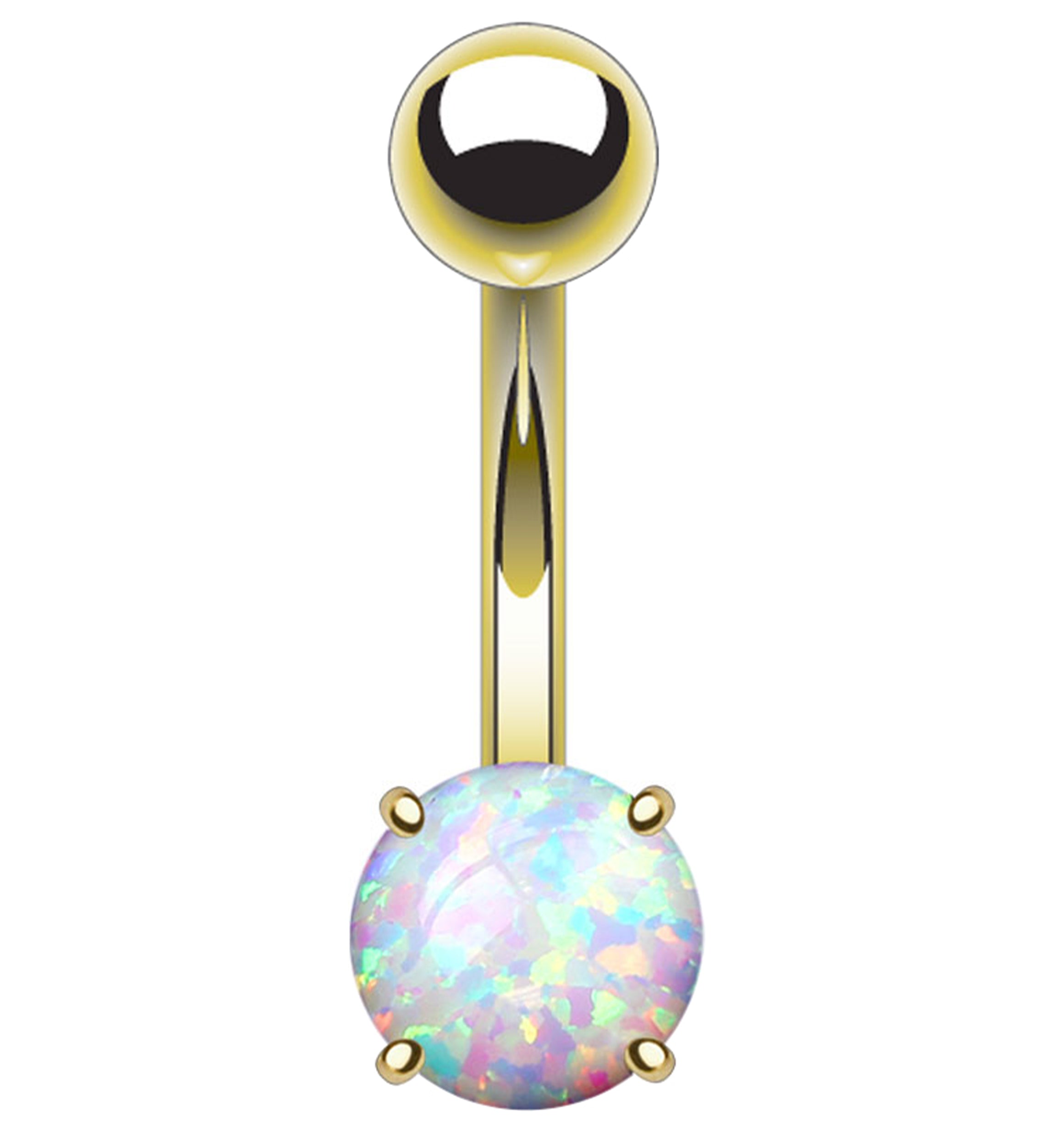 Gold PVD Simple Opalite Stainless Steel Belly Button Ring
