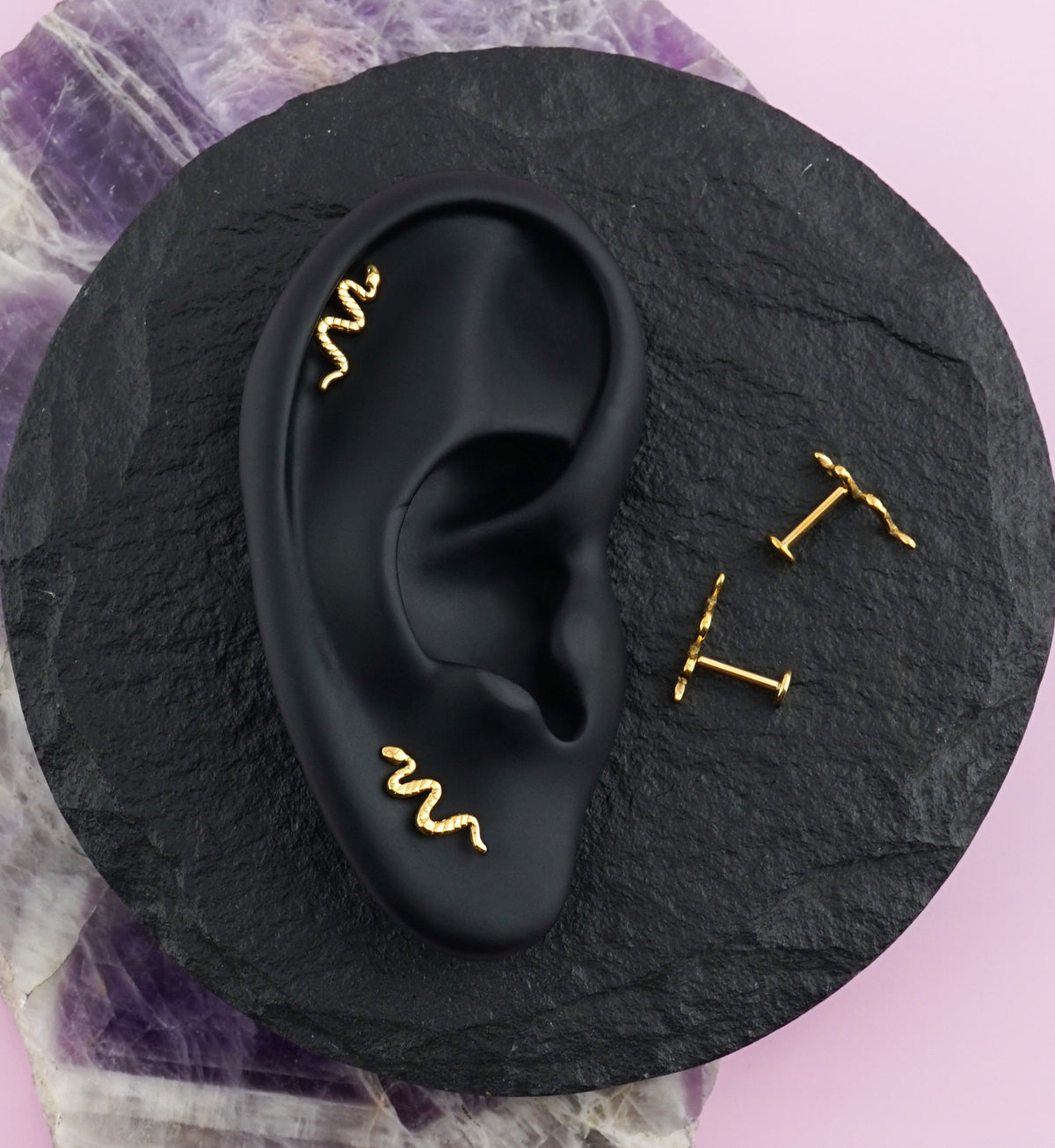 Gold PVD Snake Titanium Threadless Labret