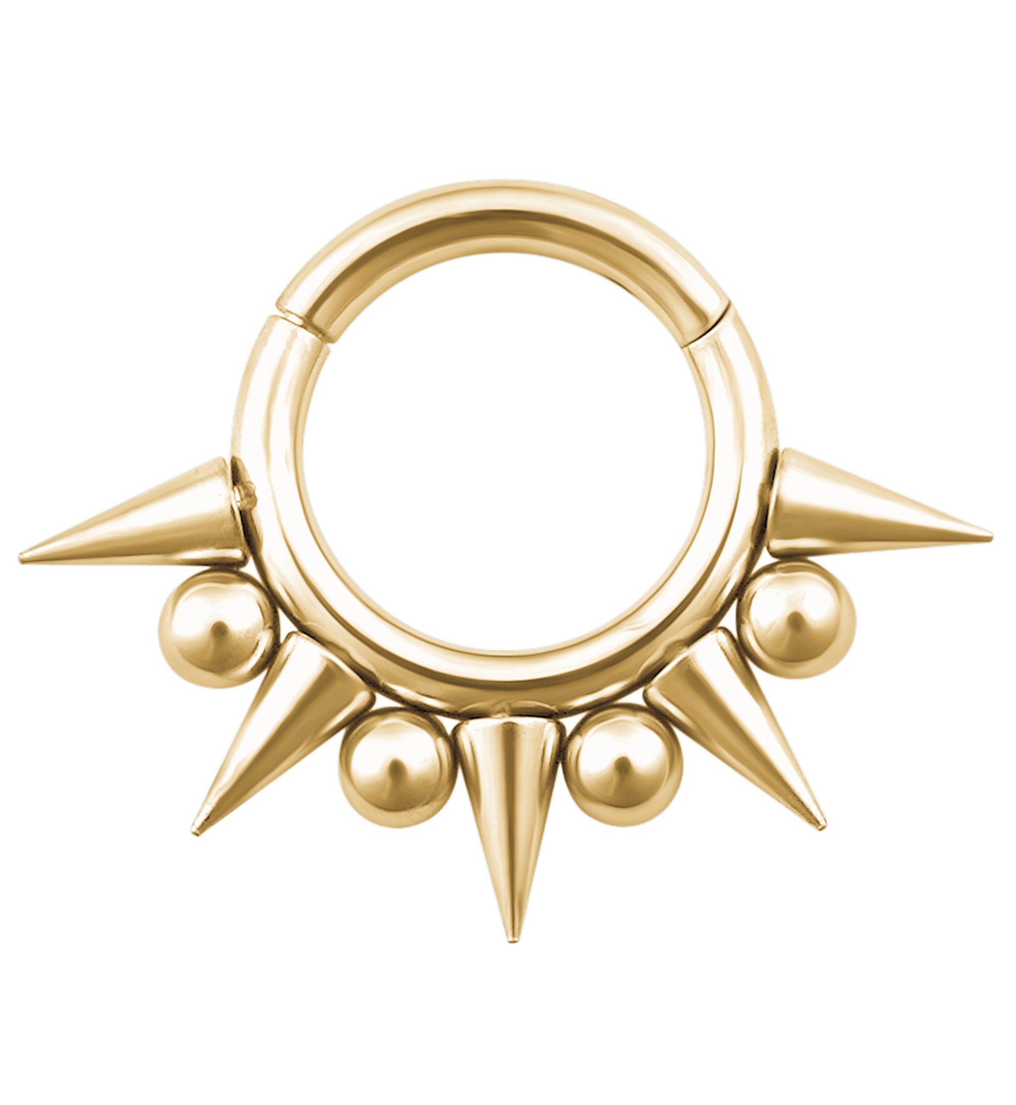 Spikes Chain Link Hinged Segment Hoop Ring - Gold