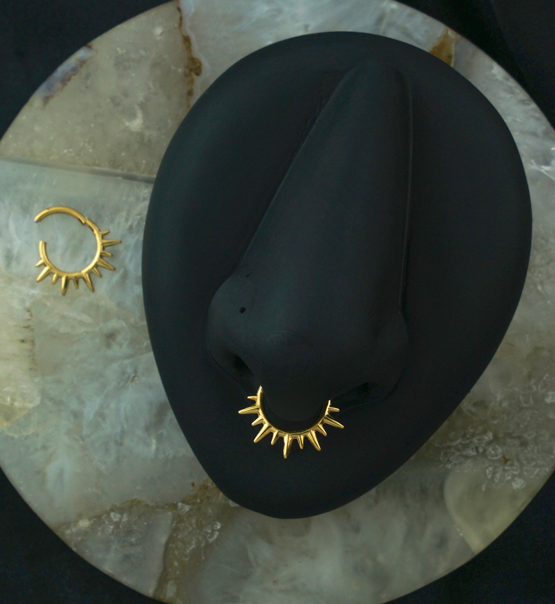 Gold PVD Spike Rays Stainless Steel Hinged Segment Ring