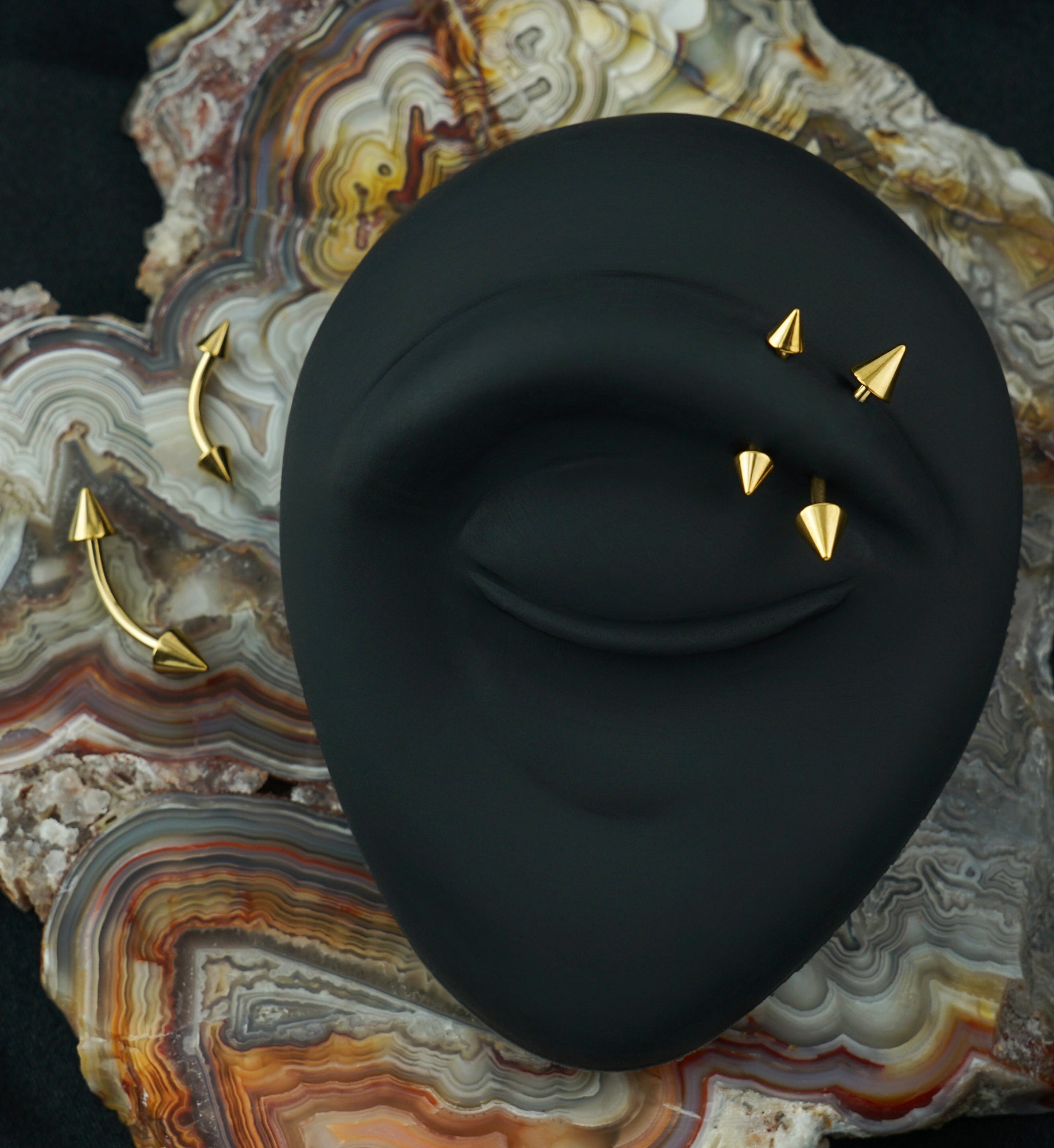 Gold PVD Spiked Curved Barbell