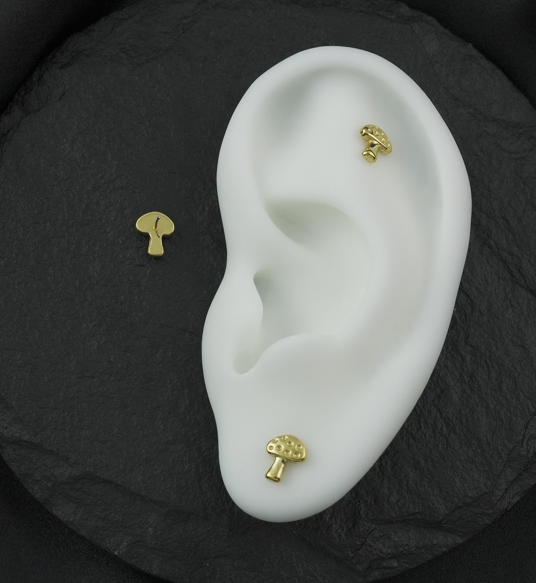 Gold PVD Spotted Mushroom Titanium Threadless Top