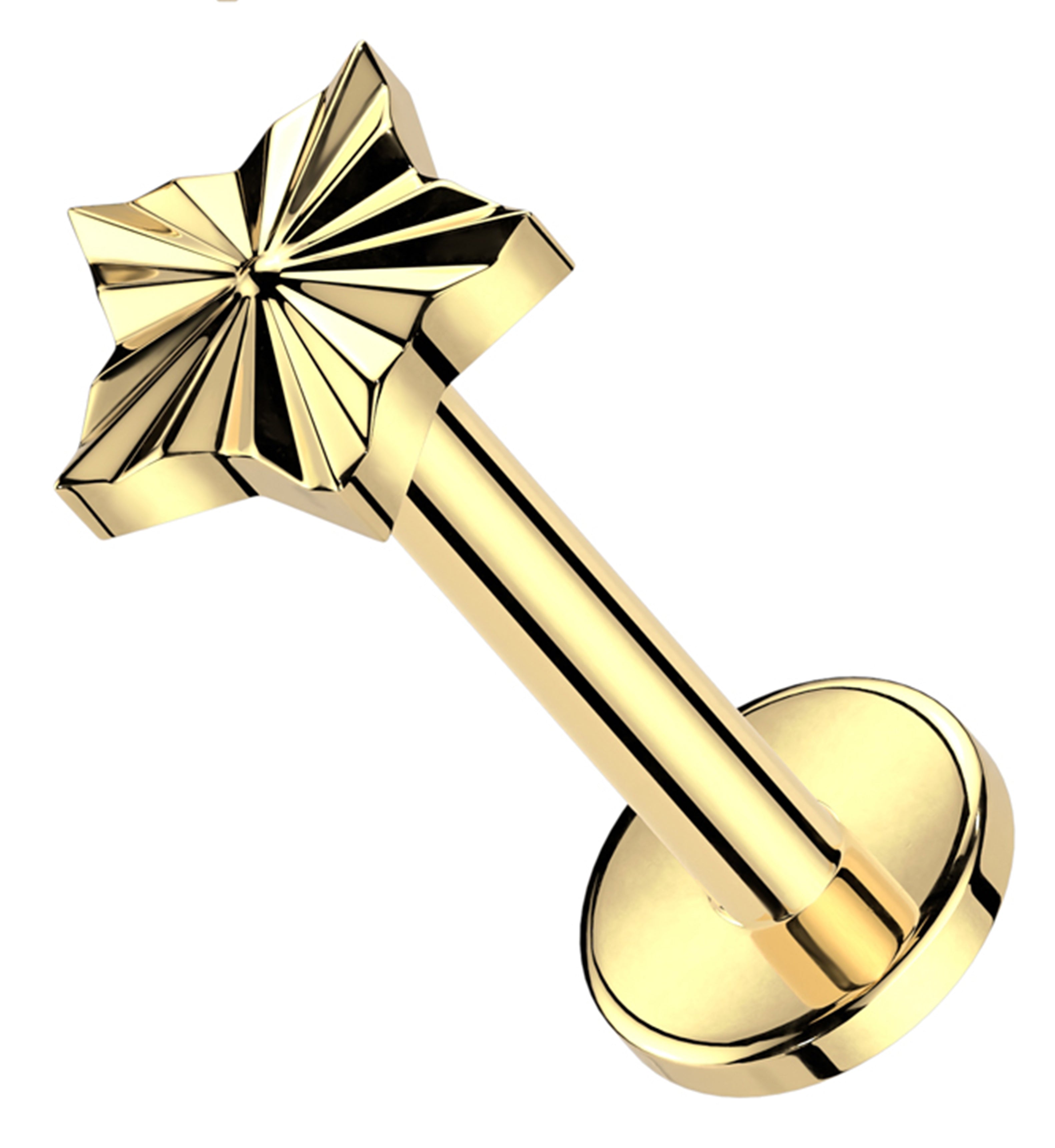 Gold PVD Star Score Internally Threaded Titanium Labret