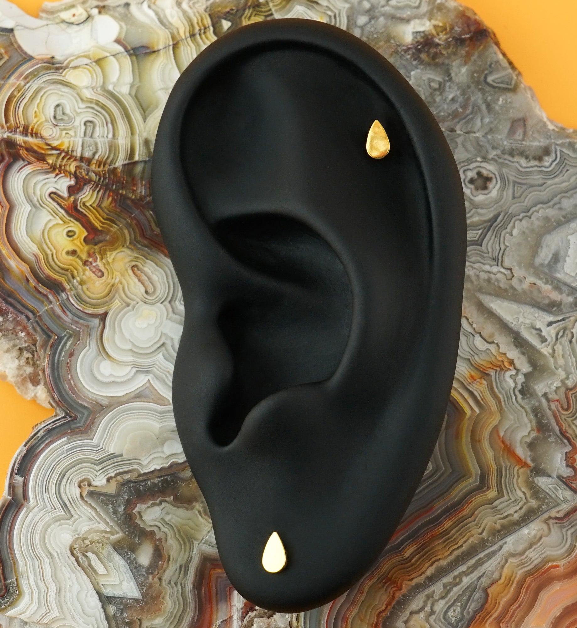 Gold PVD Teardrop Labret Post