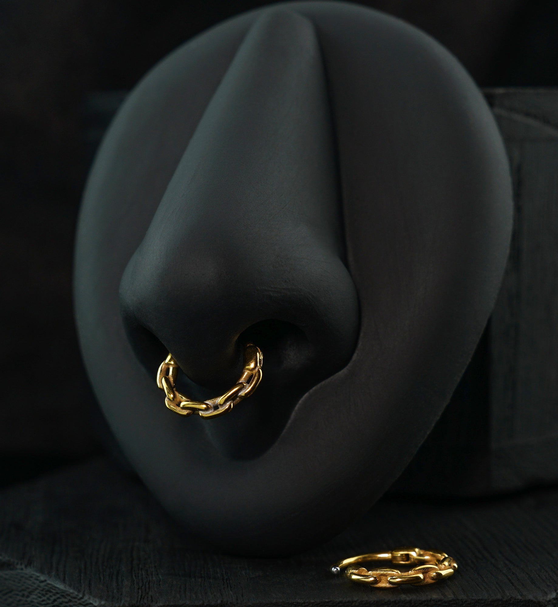 Gold PVD Thick Chain Link Stainless Steel Hinged Segment Ring