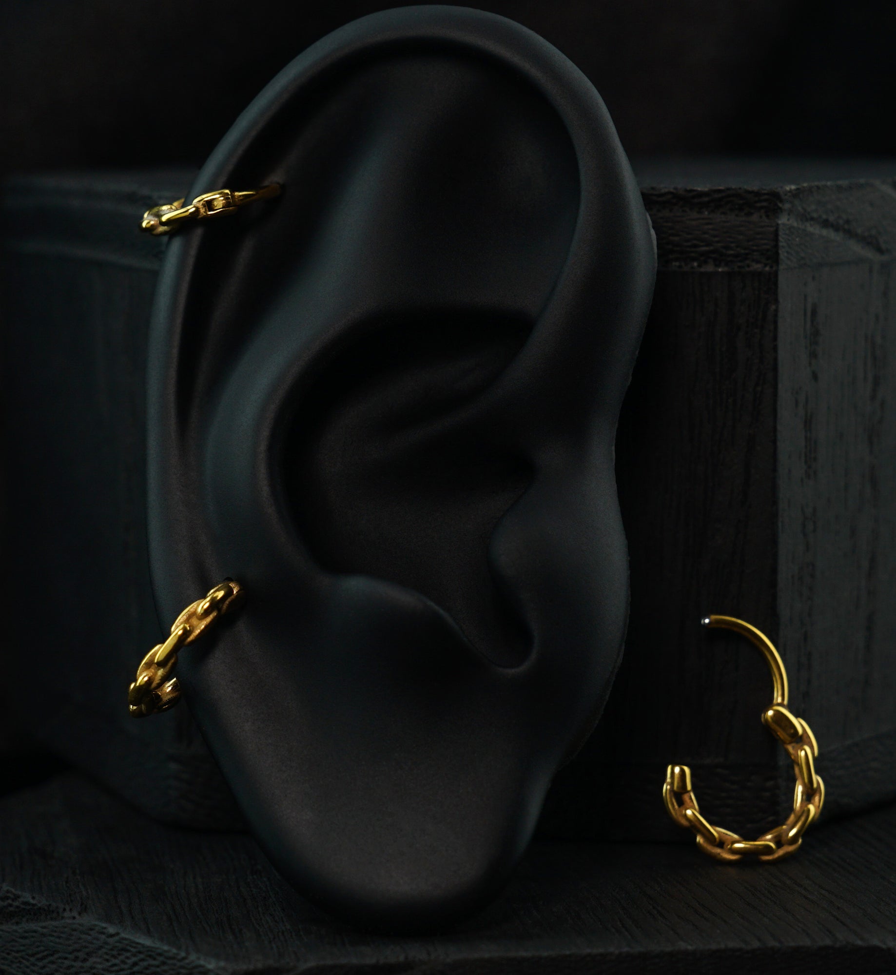 Gold PVD Thick Chain Link Stainless Steel Hinged Segment Ring