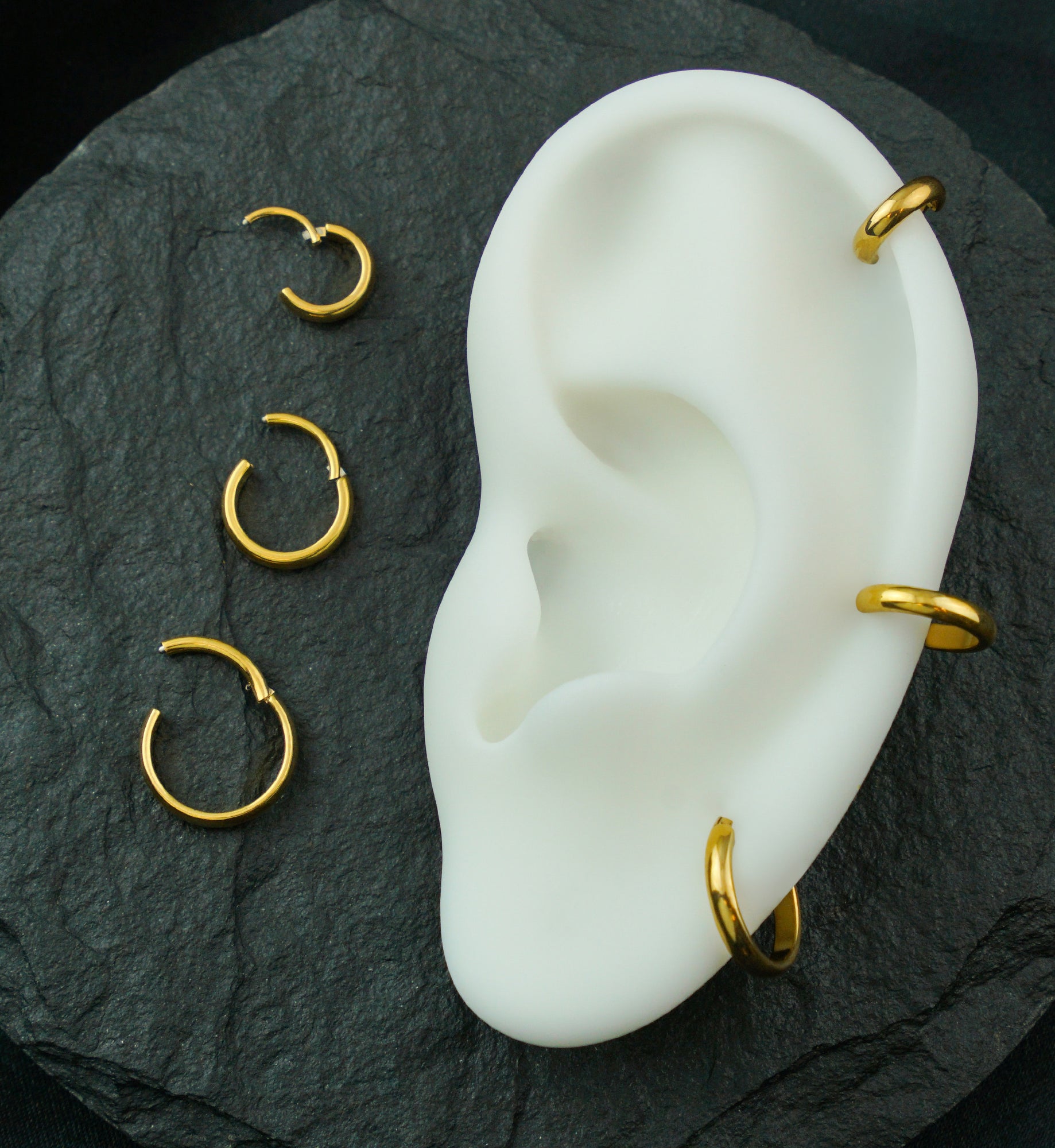 Gold PVD Thick Rim Titanium Hinged Segment Ring