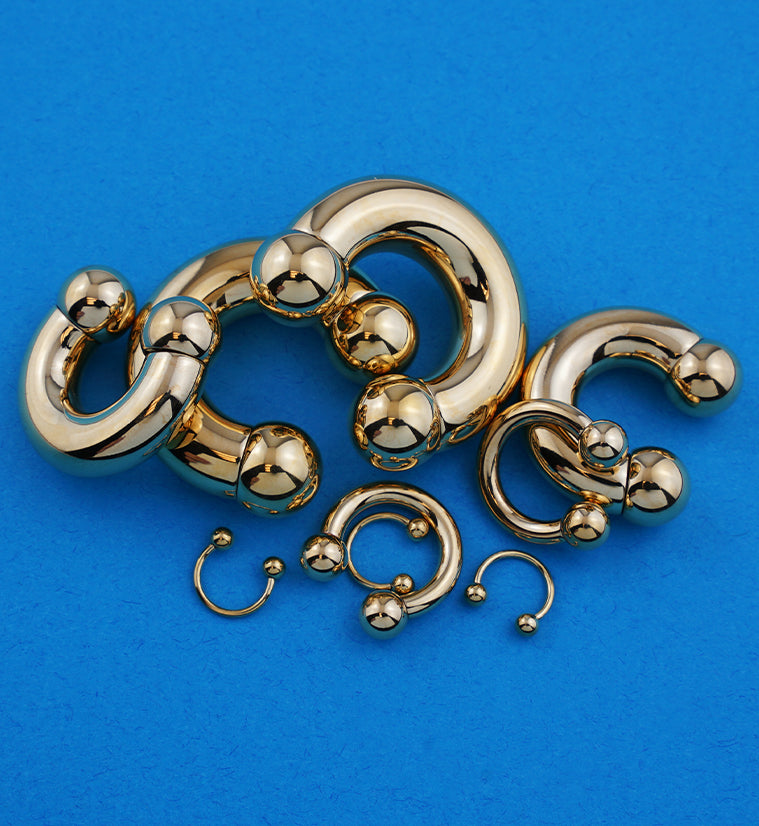 Gold PVD Titanium Circular Barbell