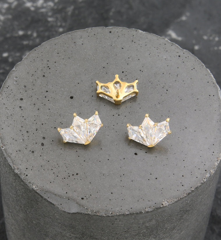 Gold PVD Triple Poly Clear CZ Internally Threaded Titanium Top