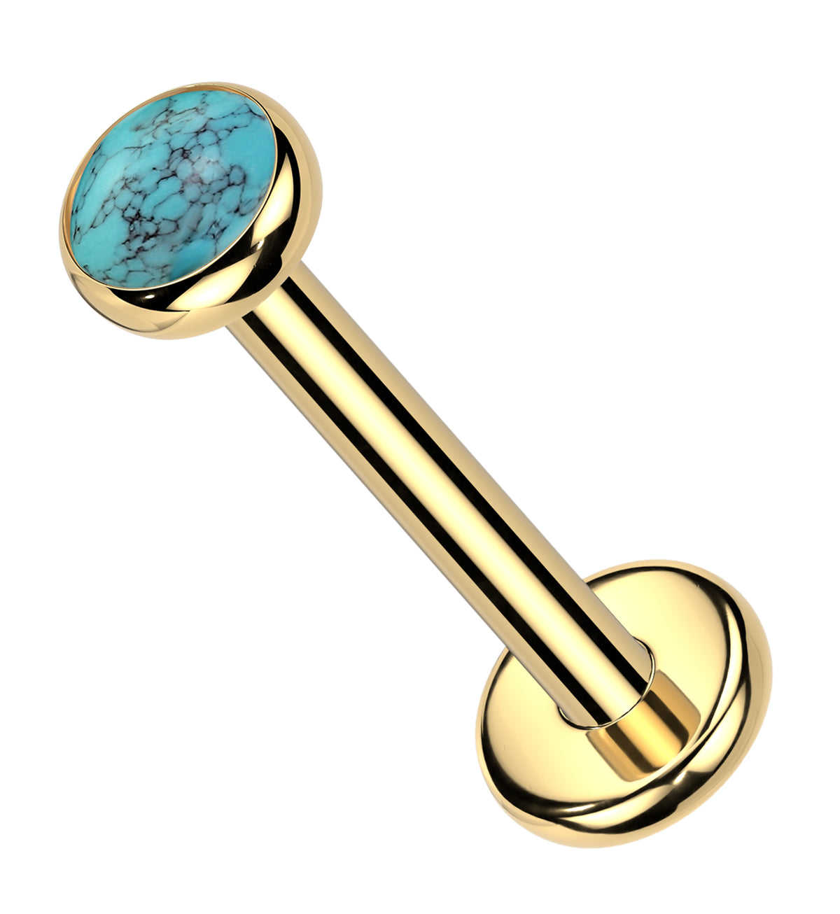 Gold PVD Turquoise Stone Titanium Threadless Labret