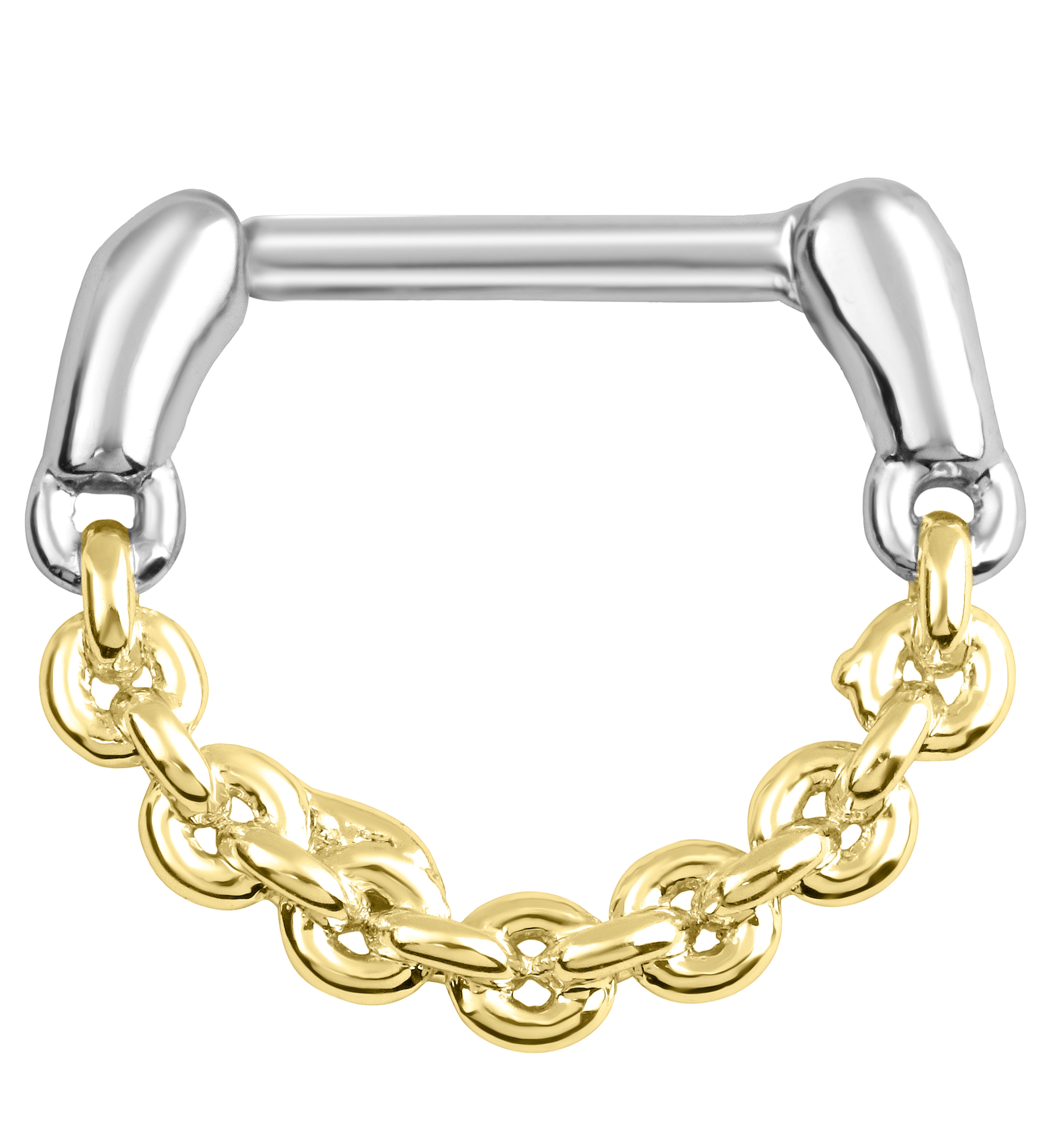 Gold PVD Two Tone Chain Link Stainless Steel Straight Hinged Segment Ring