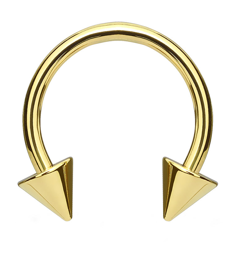Gold PVD Spike Circular Barbell