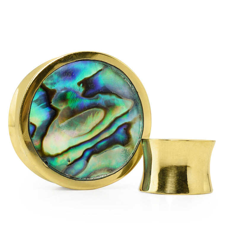 Golden Brass Abalone Shell Inlay Plugs