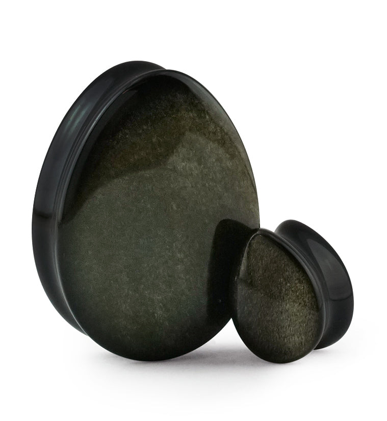 Golden Obsidian Teardrop Stone Plugs