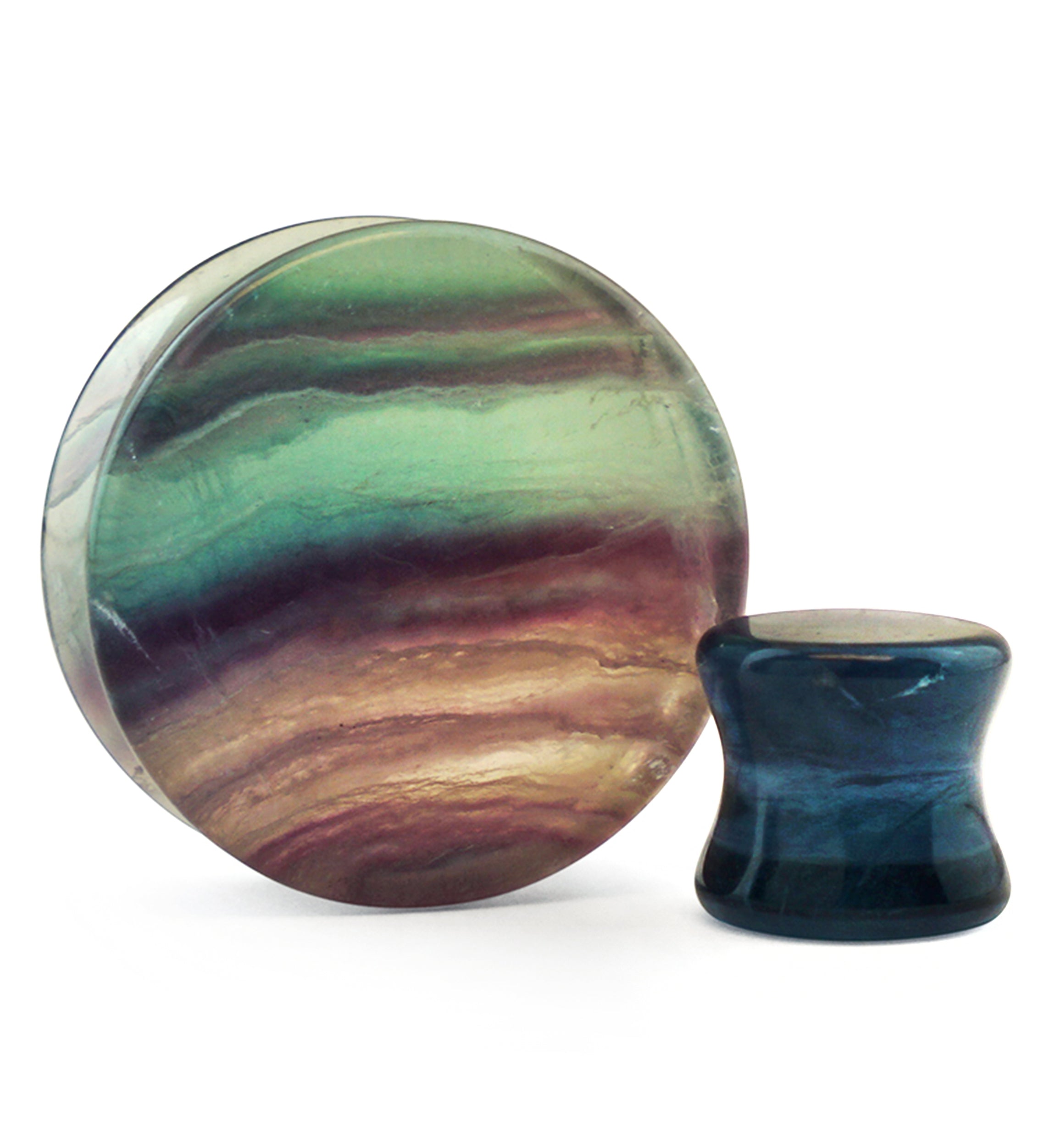 Grade A Rainbow Fluorite Stone Plugs