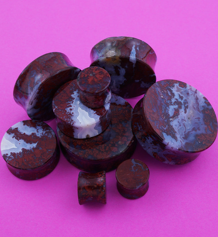 Grade A Red Moss Agate Stone Plugs
