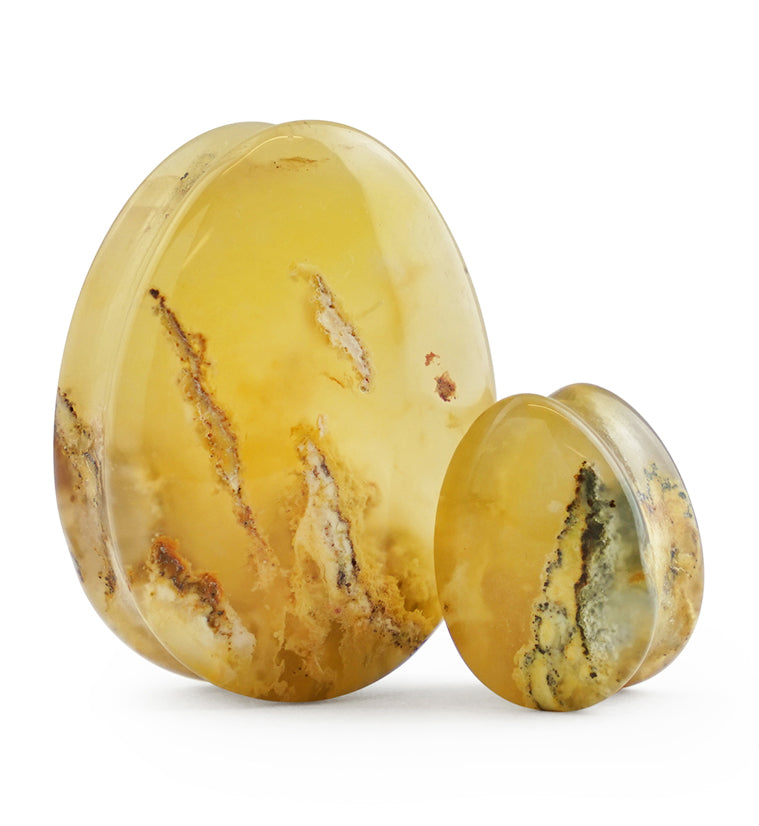 Graveyard Point Plume Agate Teardrop Stone Plugs