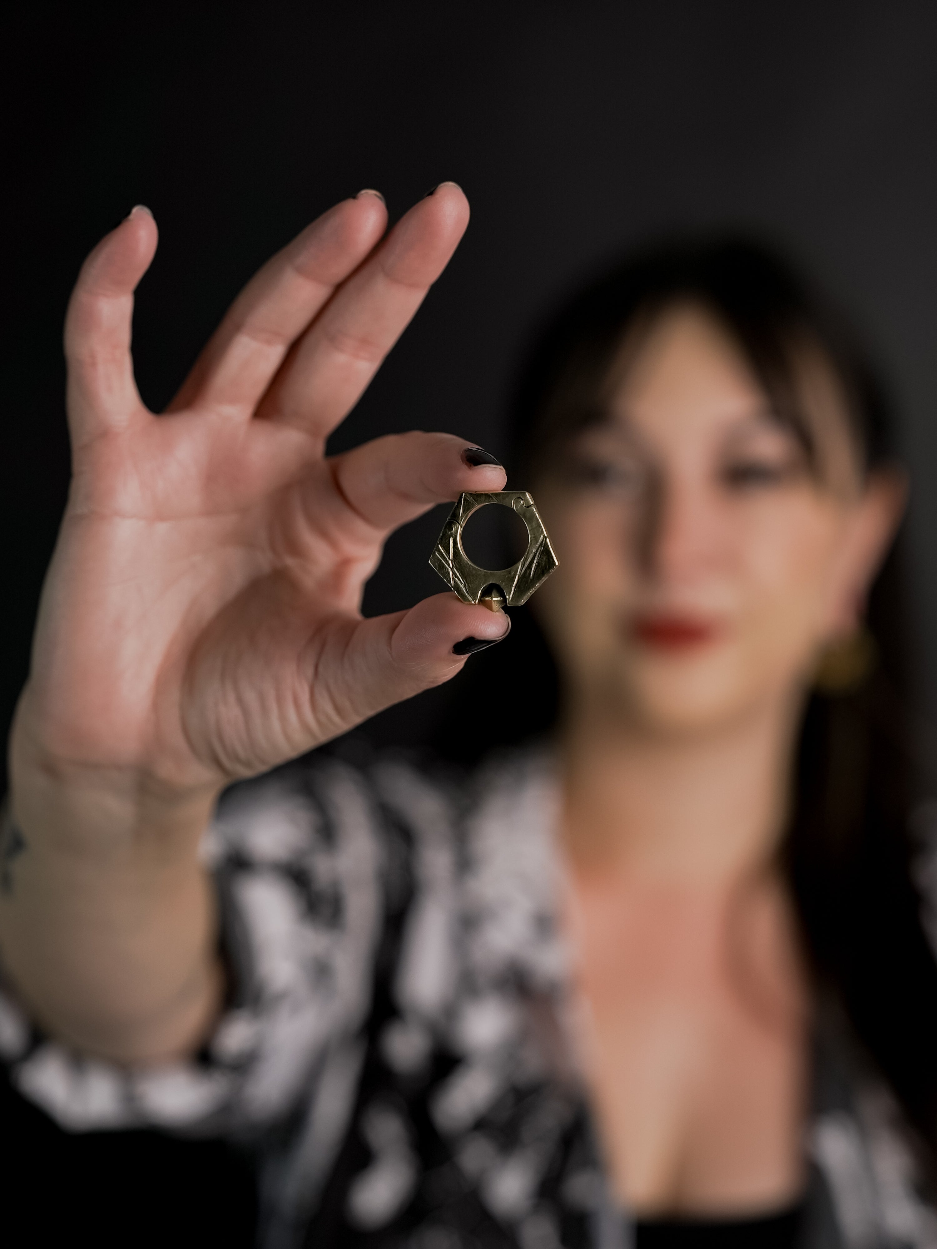 Graze Pentagon Brass Hinged Ear Weights