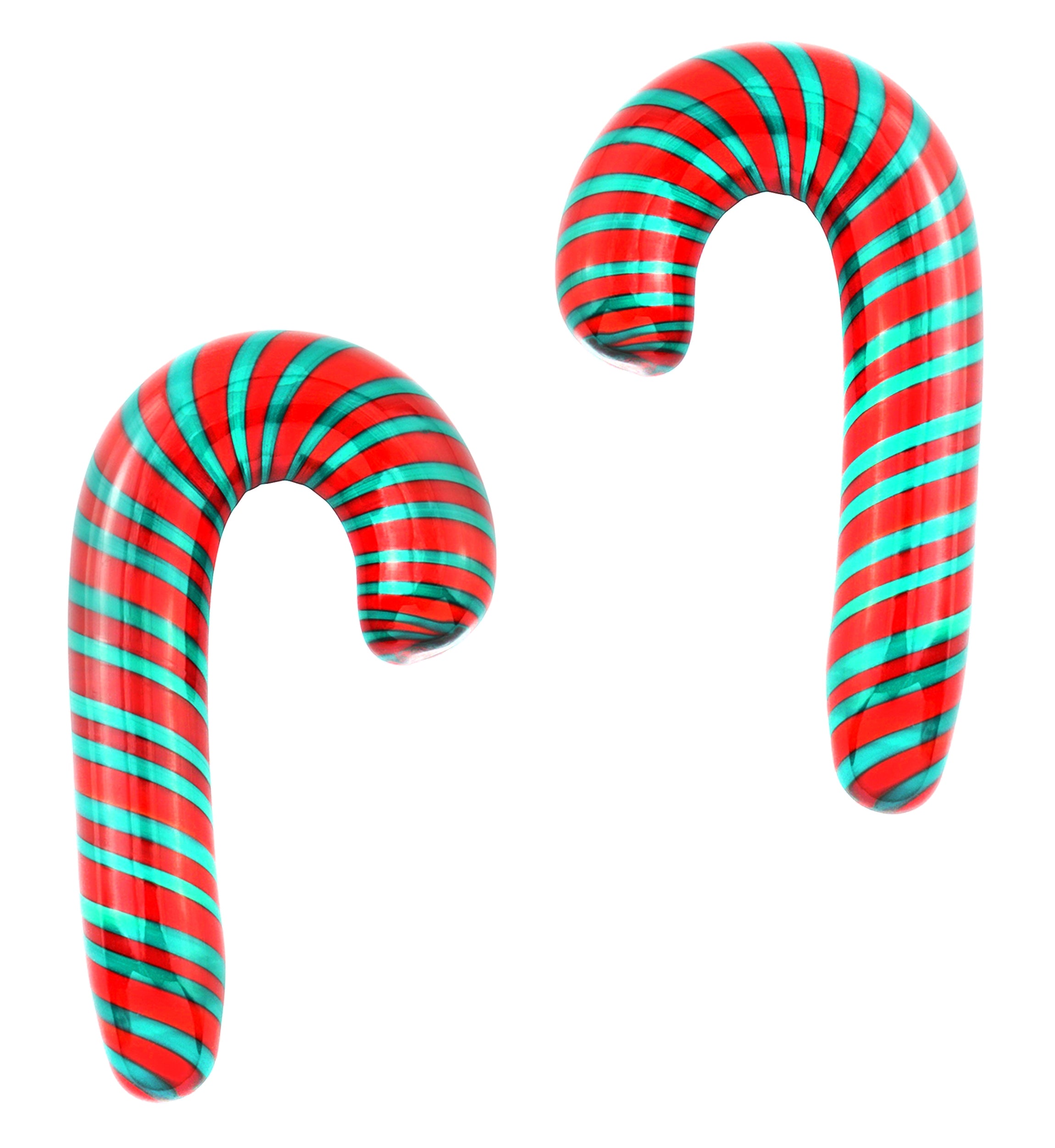 Green and Red Candy Cane Glass Ear Hangers