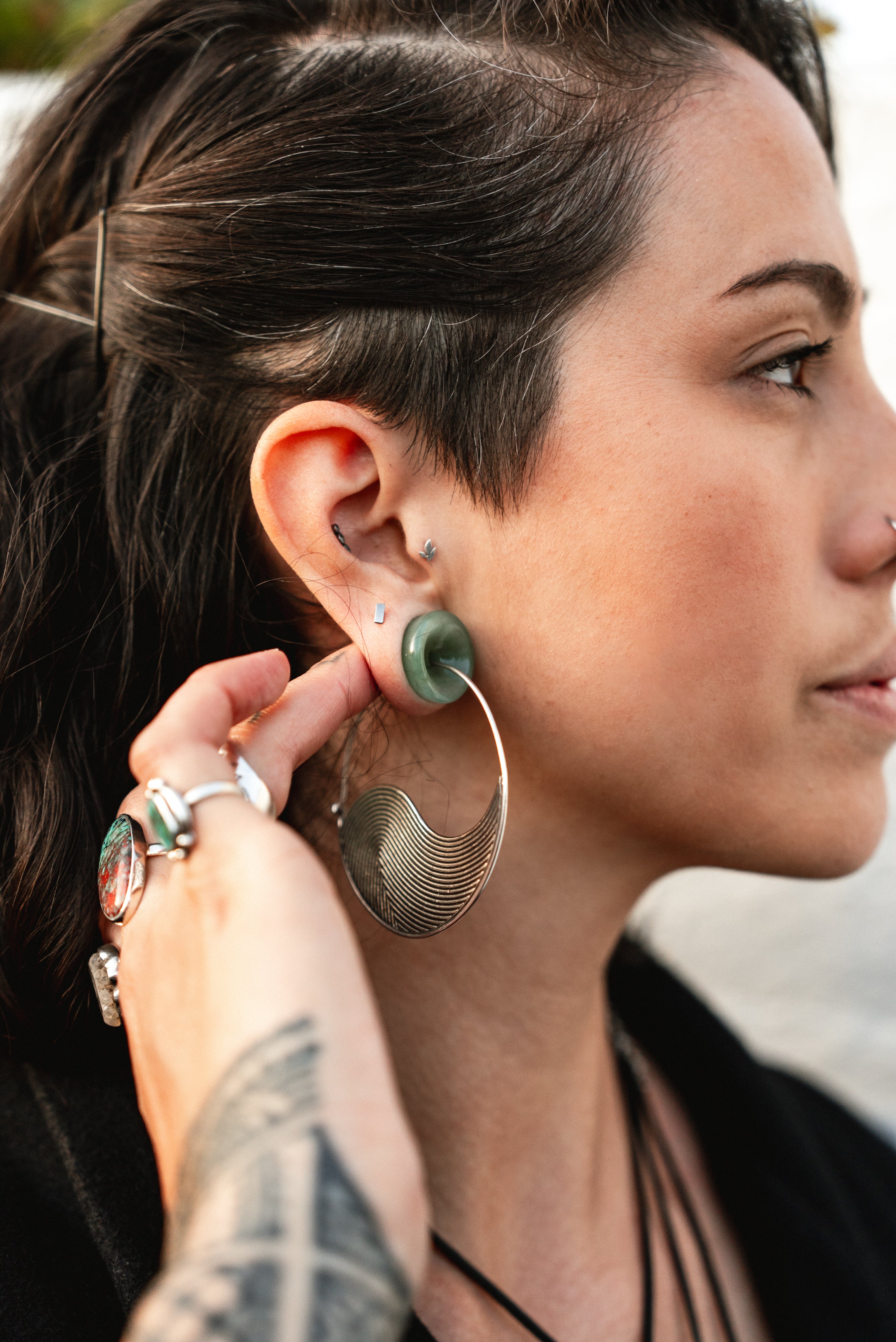 Green Aventurine Stone Thick Wall Tunnels