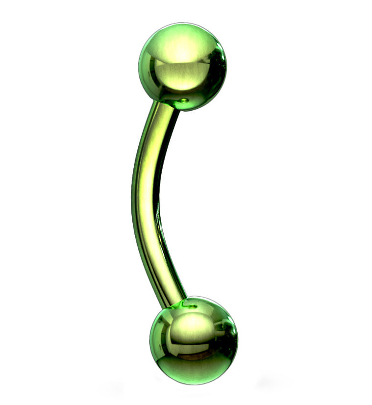 Green PVD Plated Curved Barbell