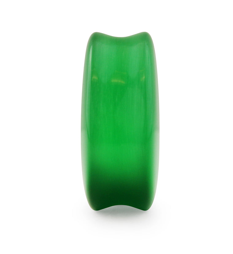 Green Cat's Eye Glass Teardrop Plugs