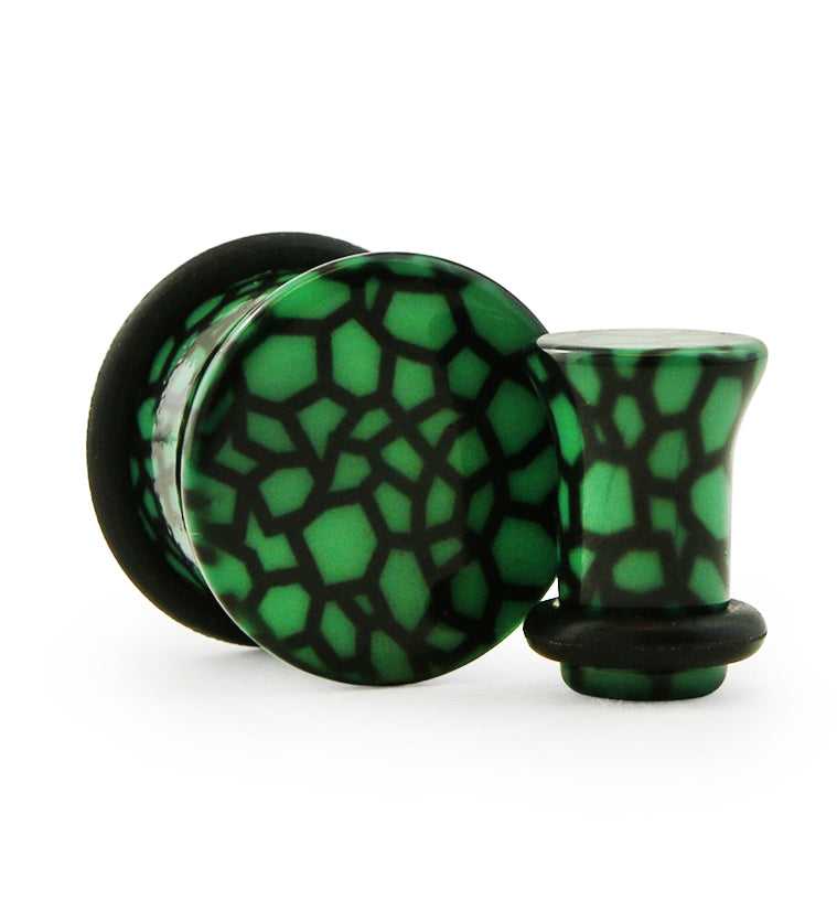 Green Dragon Veins Acrylic Plugs