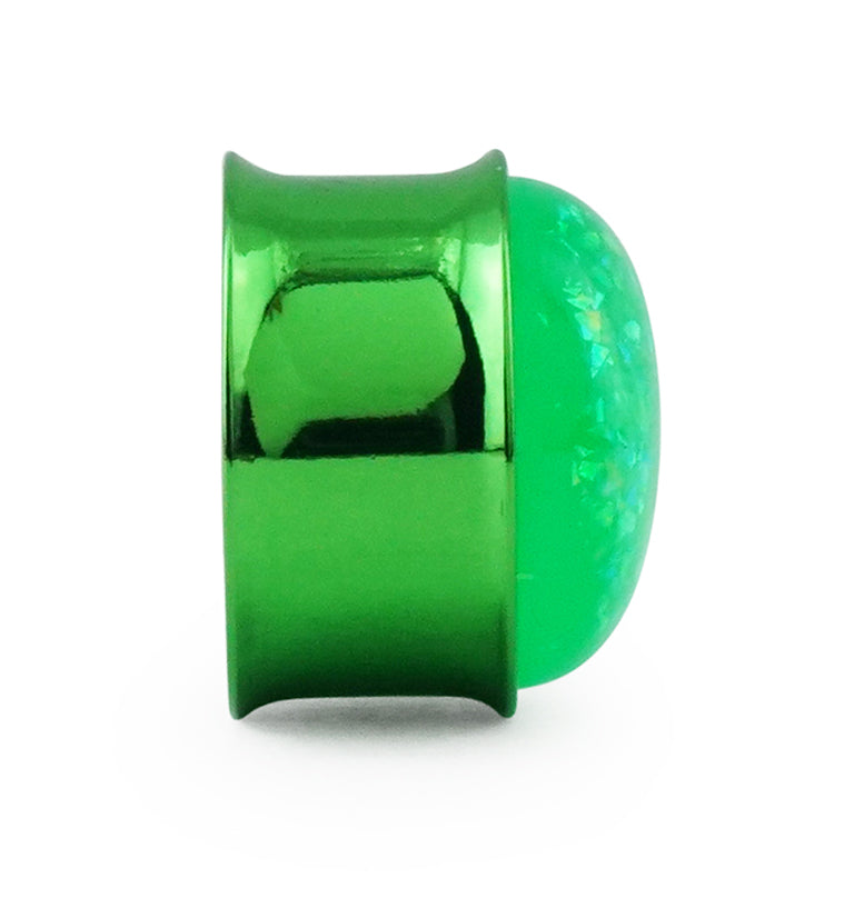 Green Opalite Flash Anodized Stainless Steel Plugs