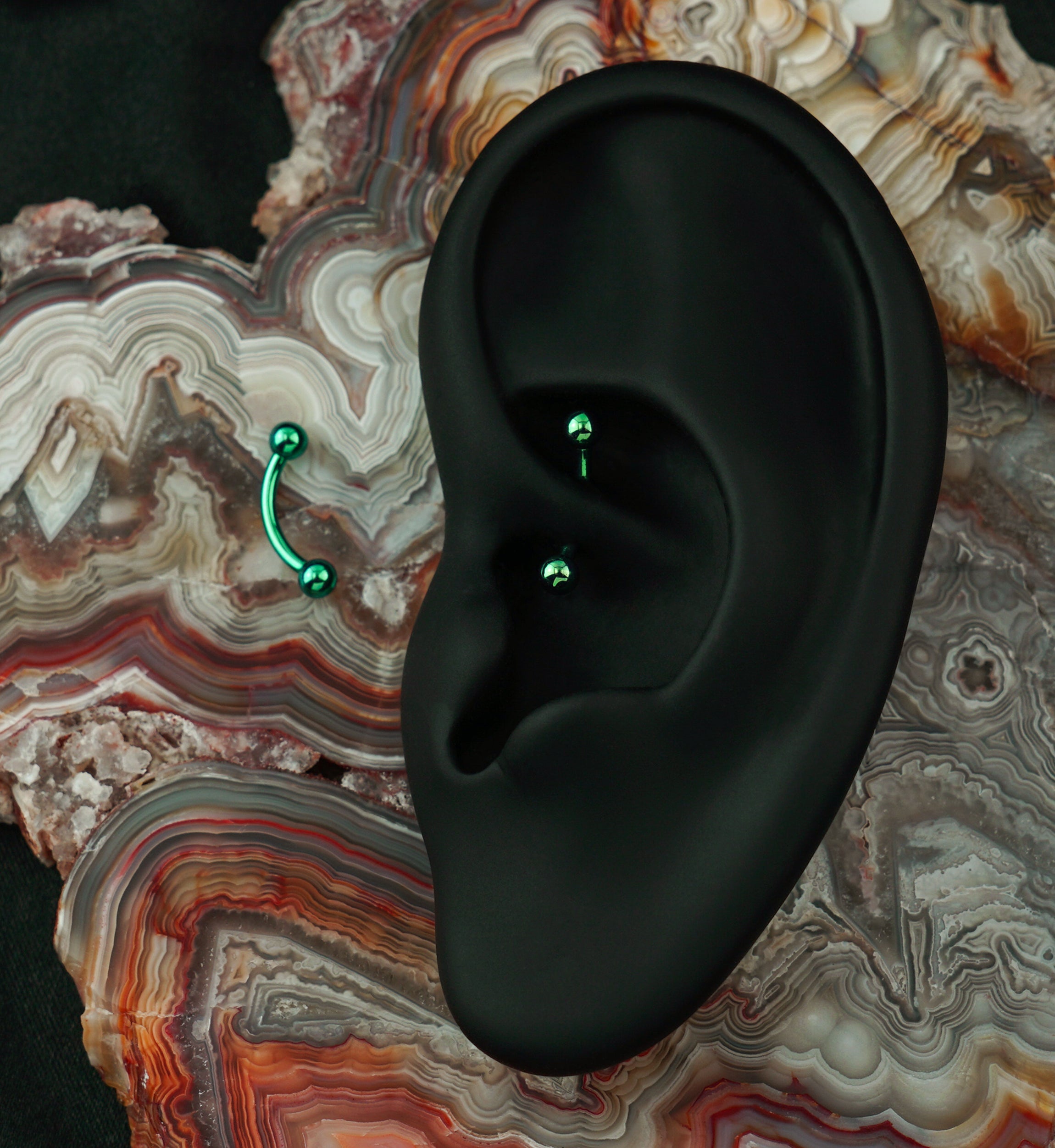 Green PVD Titanium Curved Barbell