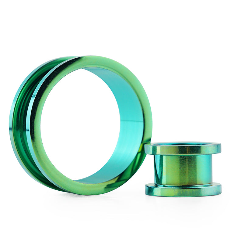 Green PVD Stainless Steel Ear Tunnels